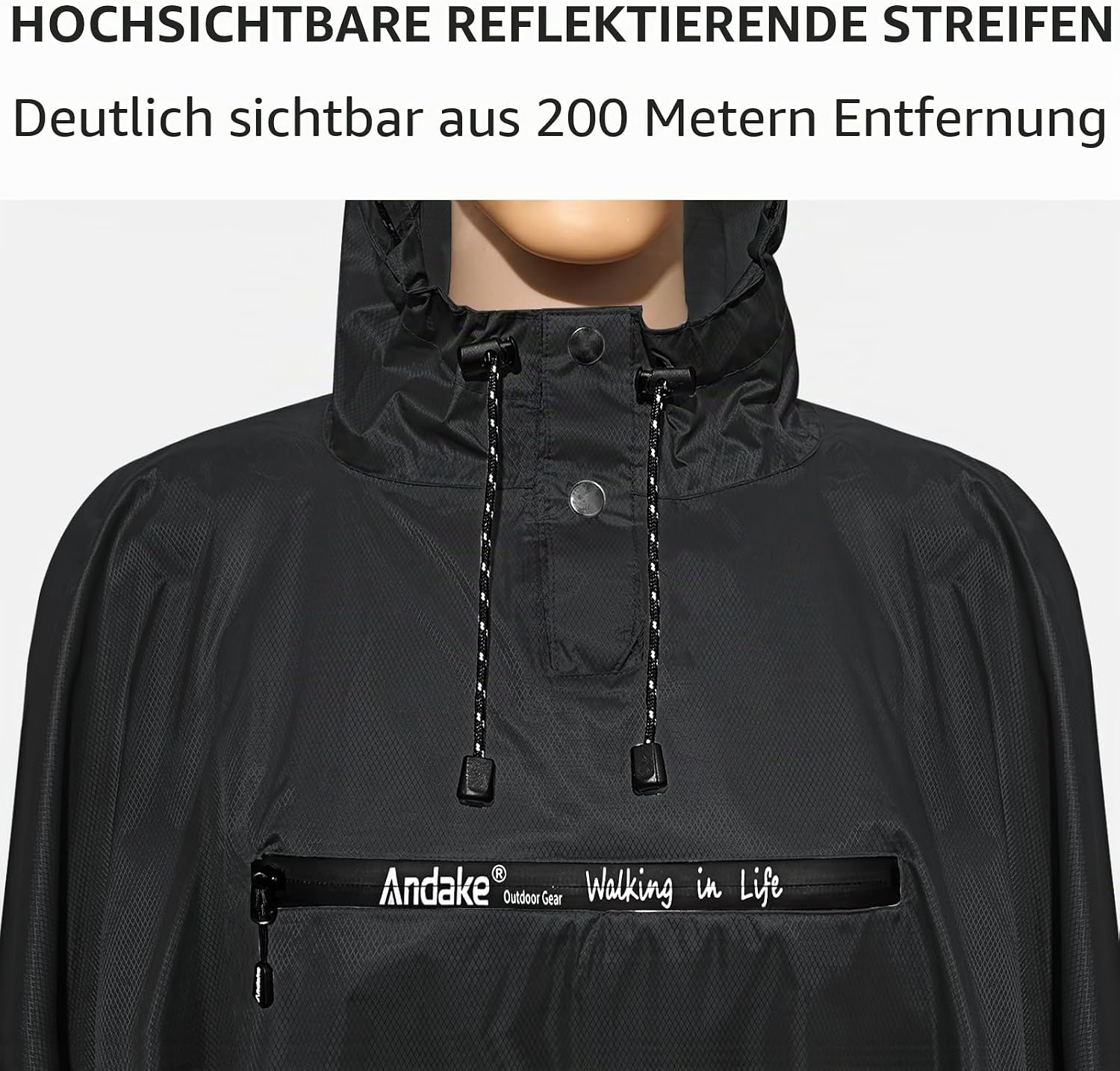 Detalle de Andake Regenponcho Wasserdicht Unisex – vielseitiger Regenschutz für Camping, Wandern und Alltag