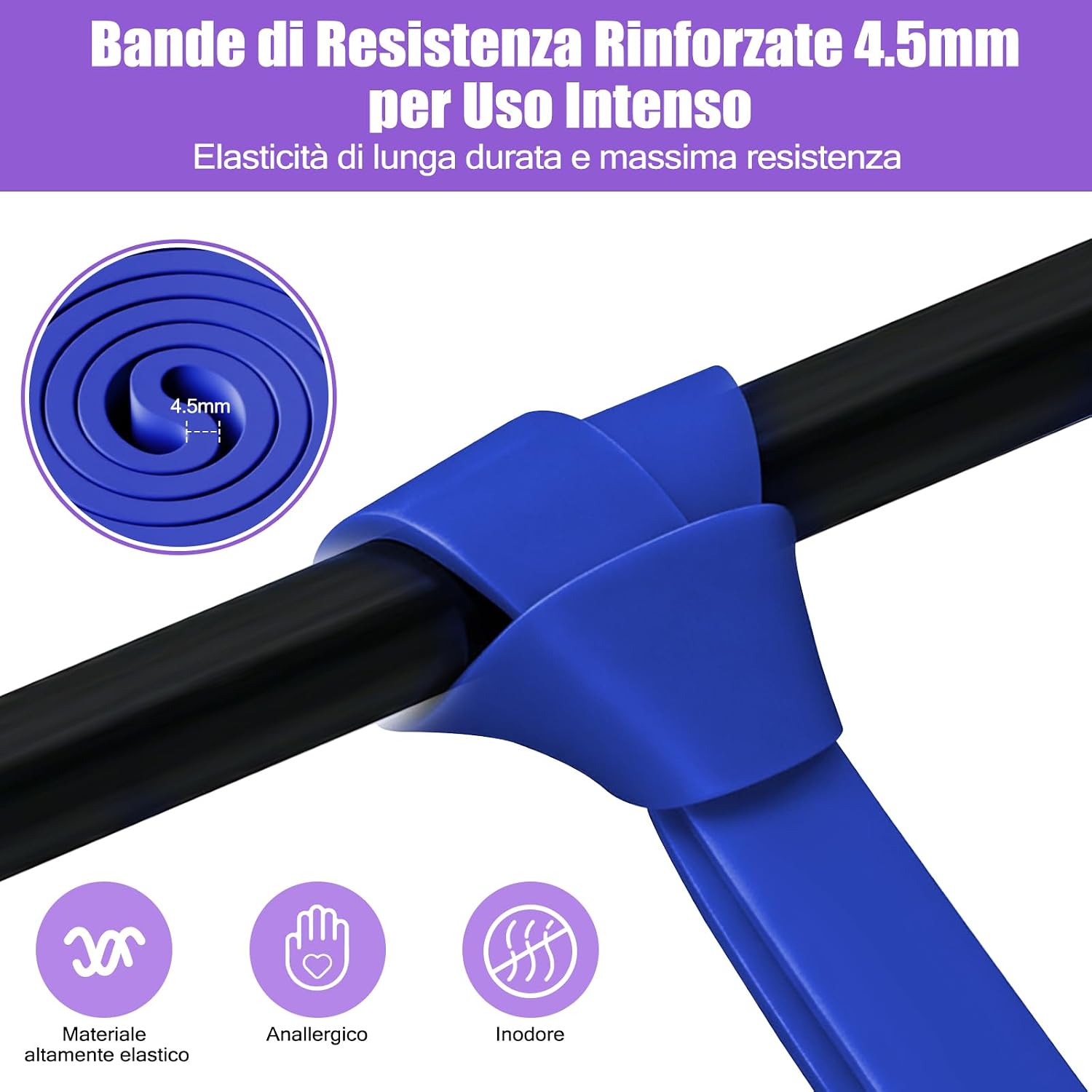 Detalle de Fokky Elastici Fitness 5 Livelli di Resistenza con Ancoraggio per Porta – Set completo per allenamento total body