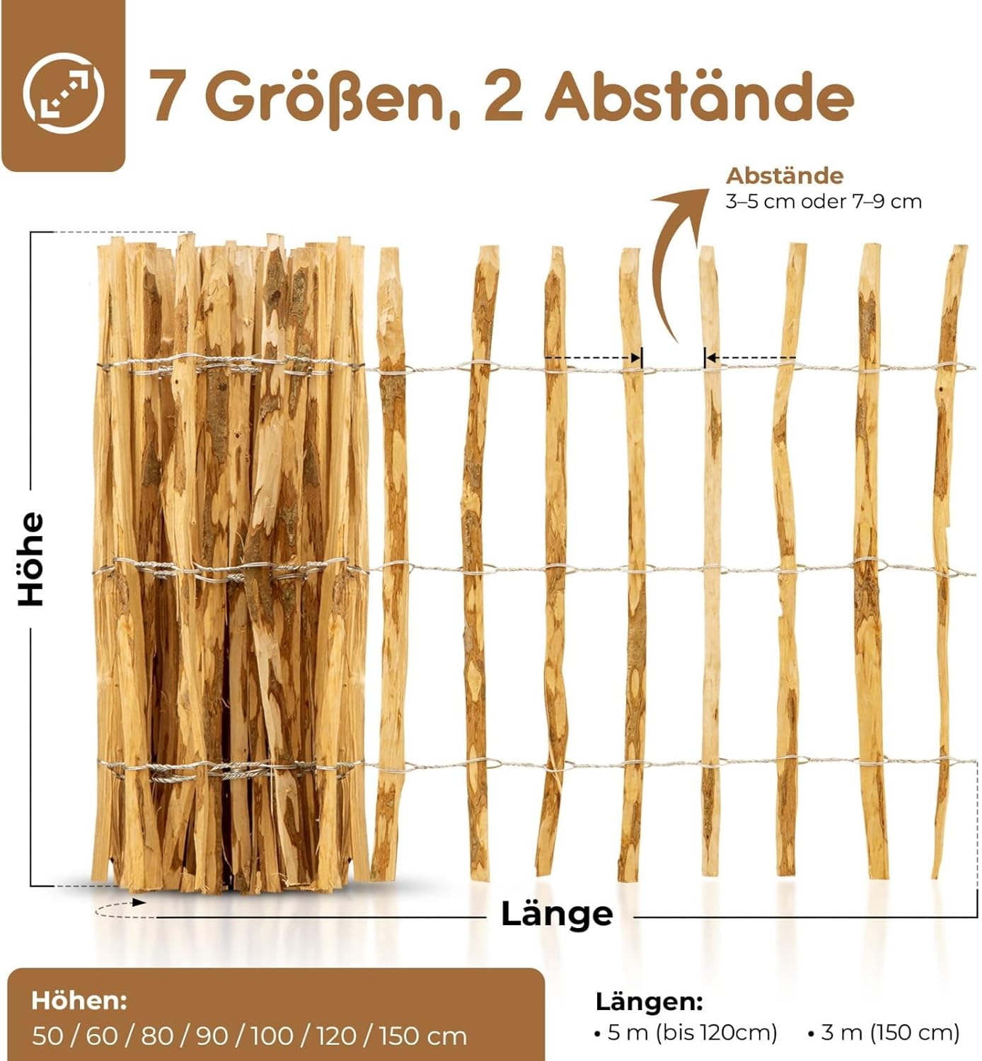 Thumbnail 2 de BooGardi Staketenzaun 90 cm hoch (90cm x 5m) aus Holz mit Lattenabstand 7–9 cm