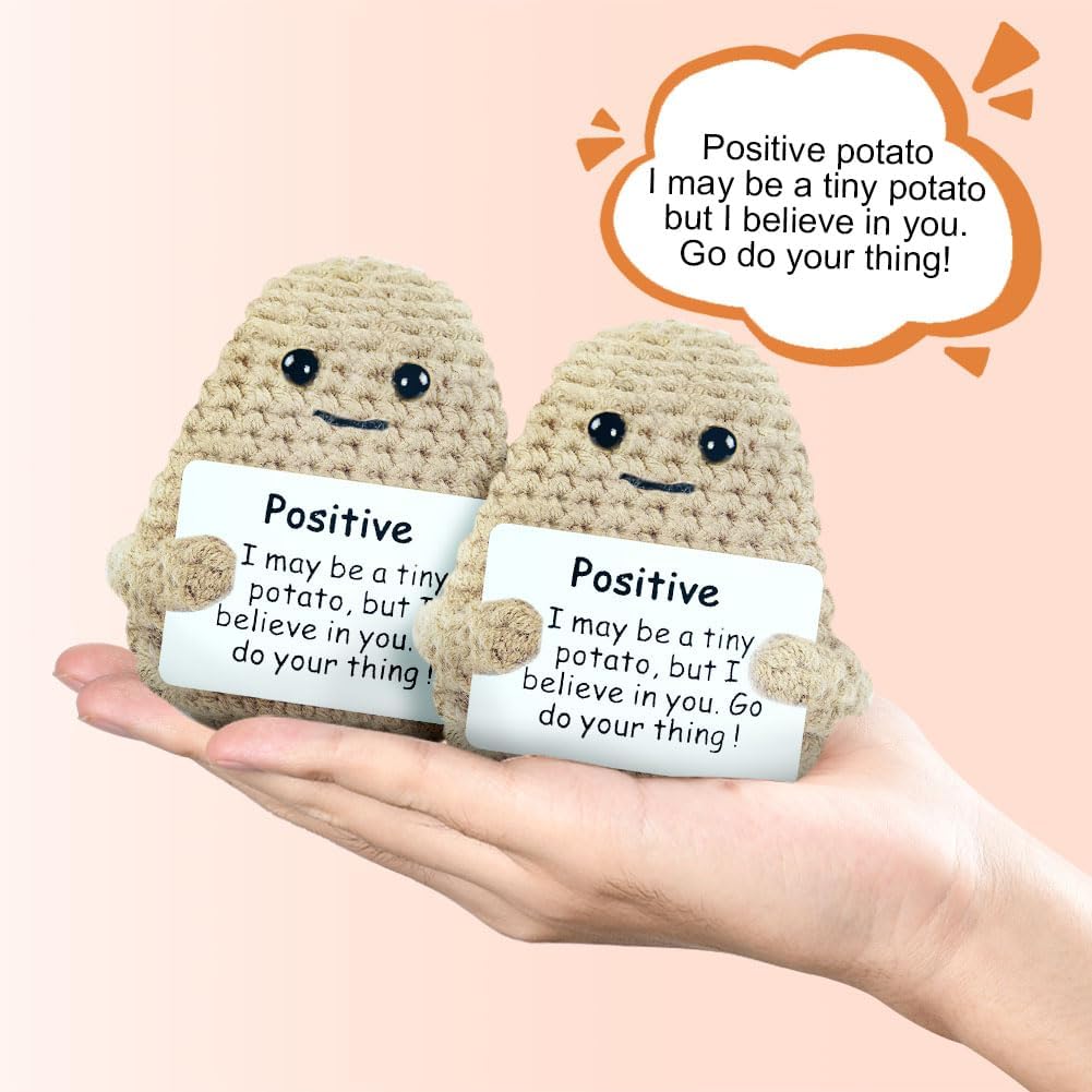 Thumbnail 3 de Aolso Knitted Positive Potato Doll with Encouraging Message Cards, Beige