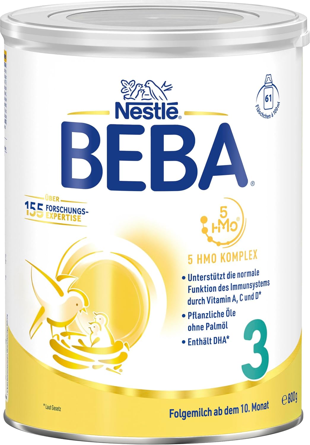 Detalle 2 de BEBA 3 Folgemilch ab dem 10. Monat – 3er Pack (3 × 800 g) mit 5 HMO-Komplex