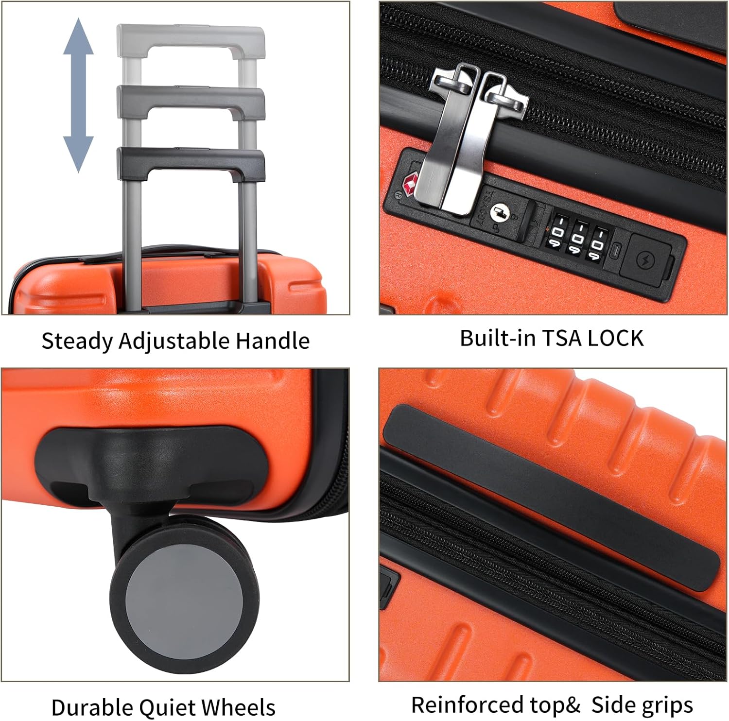 Detalle de EMPSIGN Bagage cabine rigide extensible 20 Inch – orange