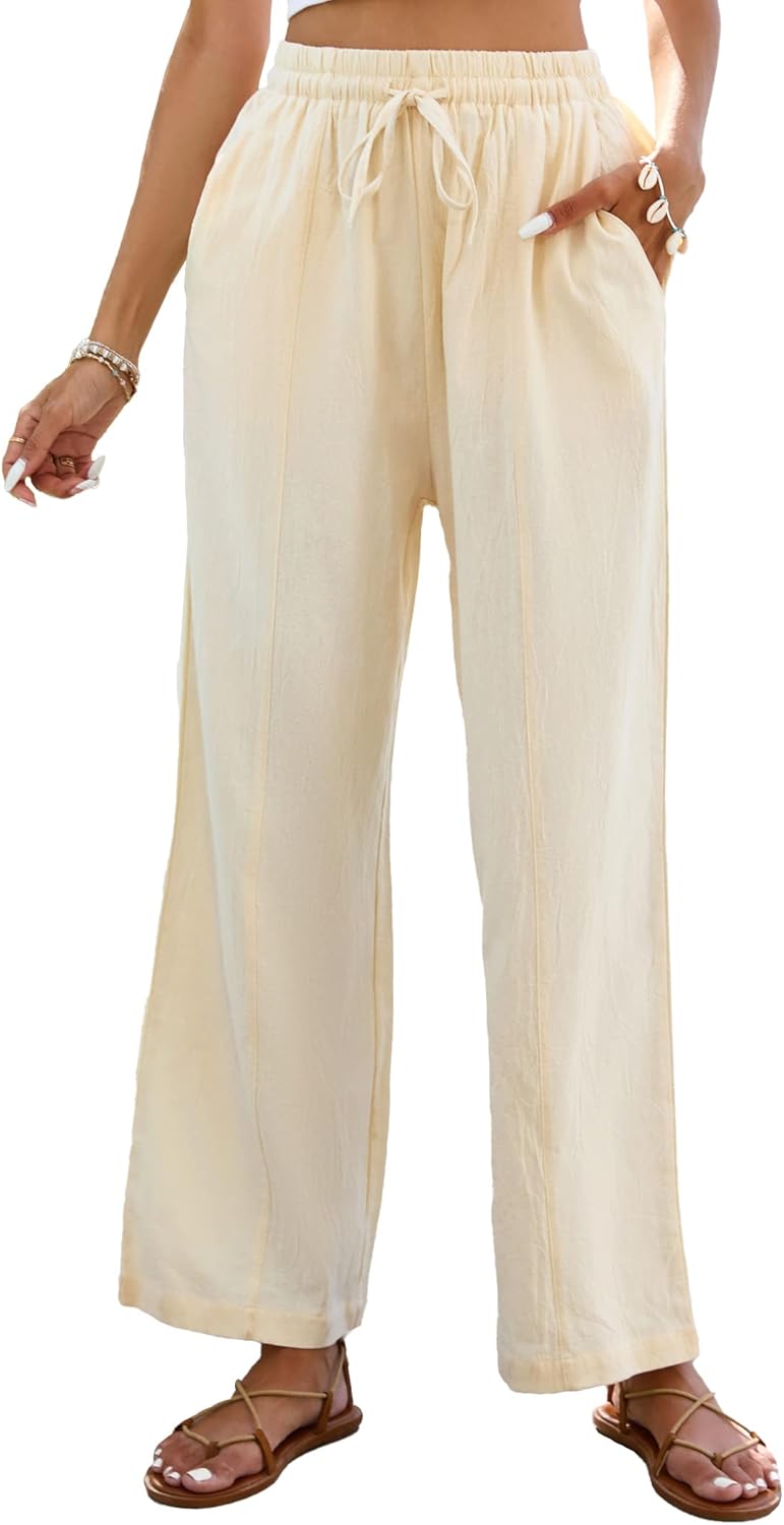 Detalle de Famulily Summer Cotton Linen Trousers for Women UK