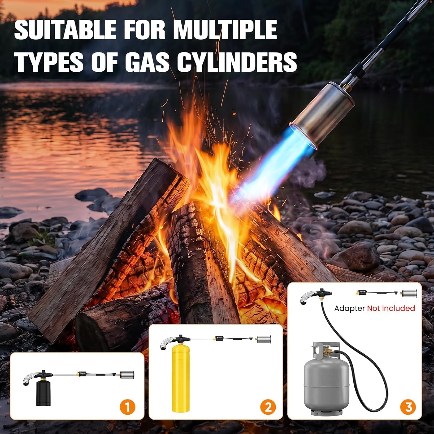 Thumbnail 6 de SuniqFyre GF8016 Propane Weed Burner 2-Pack with Adjustable Flame and Piezo Ignition