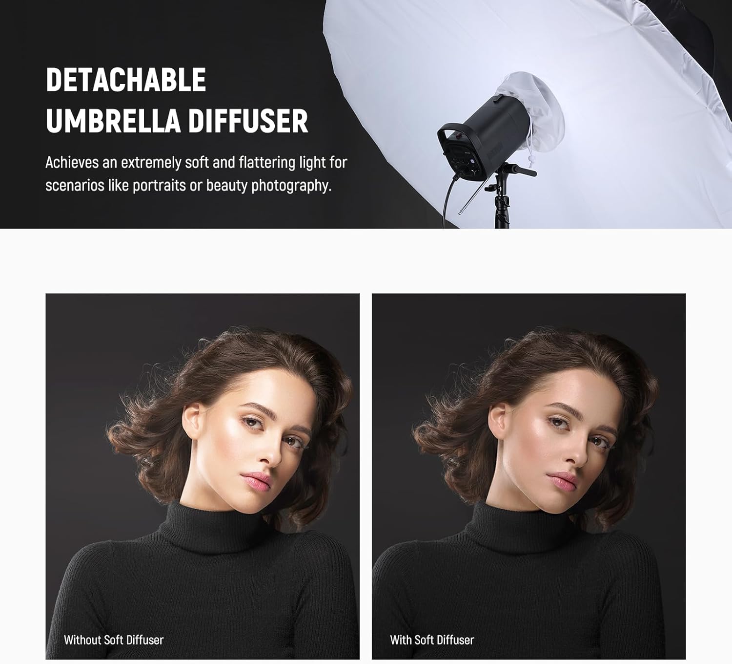 Thumbnail 3 de NEEWER 104 cm parabolischer Reflektorschirm (Studio-Regenschirm) mit Silber-Innenseite und Diffusor NS1U