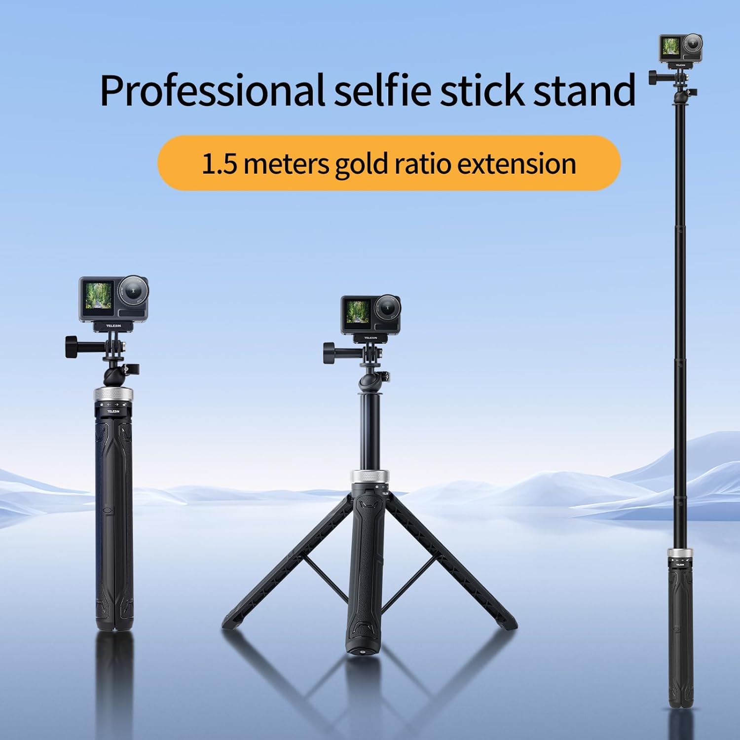 Thumbnail 1 de TELESIN 360° Selfie-Stick Stativ für Actioncams