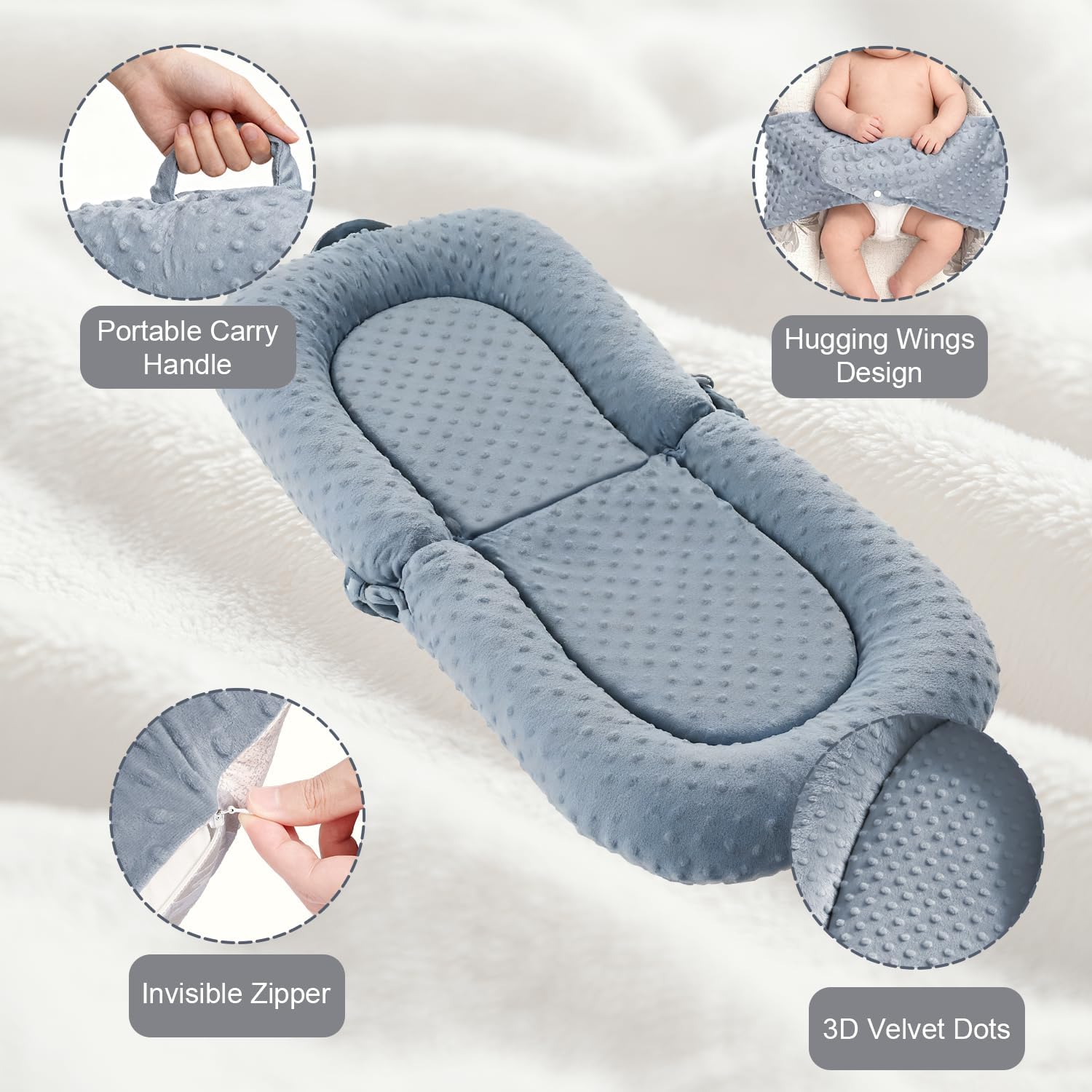 Detalle 2 de Asstikoo Baby Nest Pod 3-in-1: Foldable Lounger for 0–24 Months