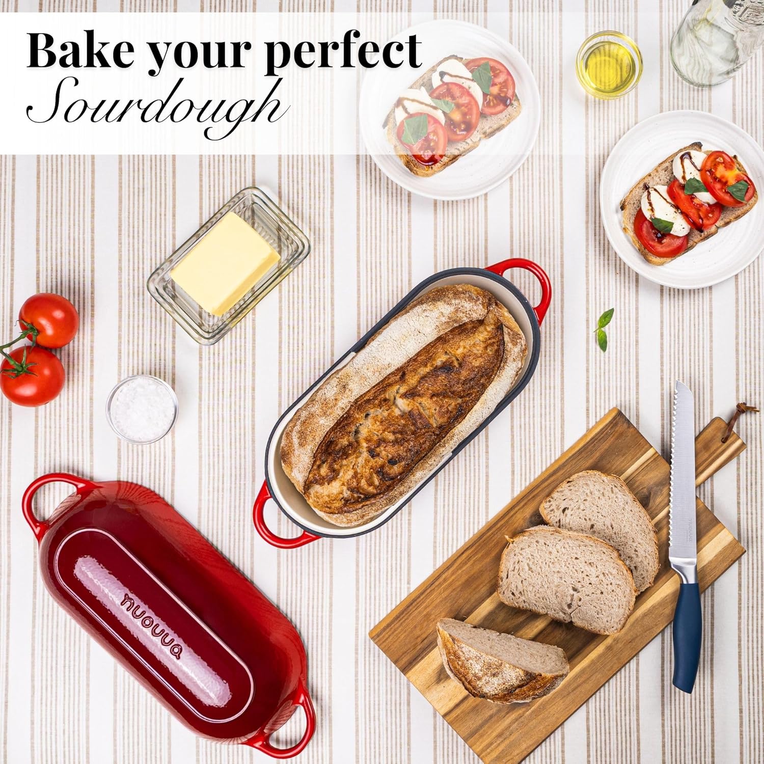 Thumbnail 6 de Nuovva enamelled cast iron bread loaf pot (rectangular red) – Dutch oven for sourdough, 32cm x 16cm