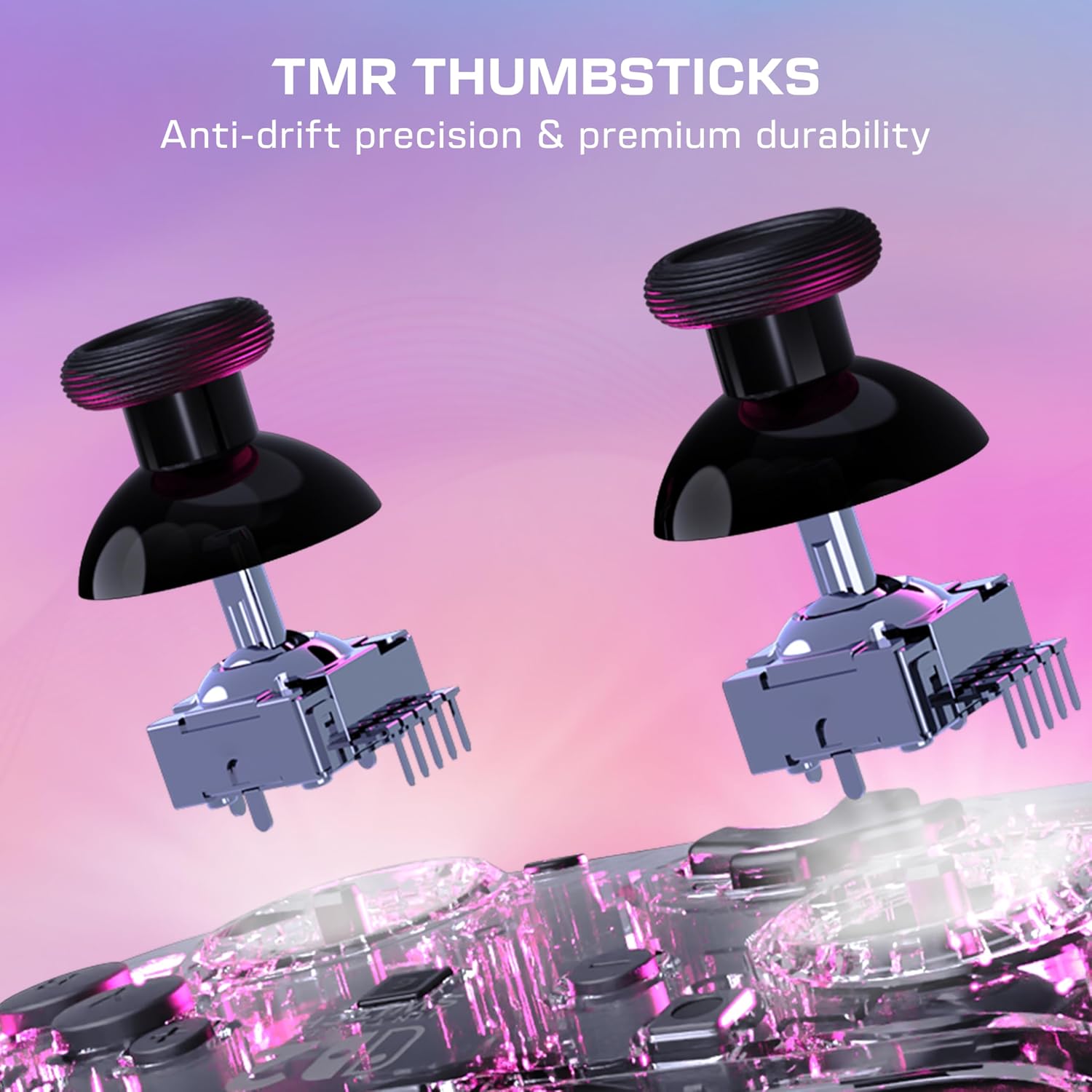 Detalle de Turtle Beach Afterglow Transparent Kabelloser RGB-Gaming-Controller (offiziell für Nintendo Switch 2) mit TMR-Thumbsticks