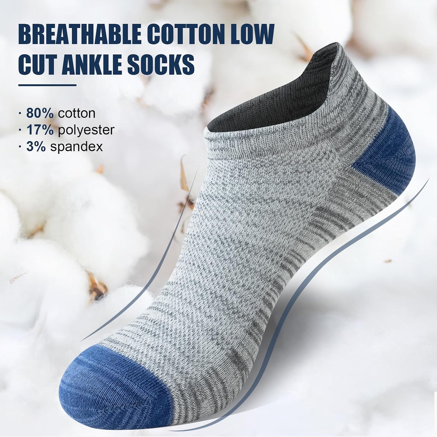 Detalle 2 de Niofind Mens Trainer Socks 8/10 Pairs: Breathable Low Cut Ankle Socks for Sports, Walking and Gym