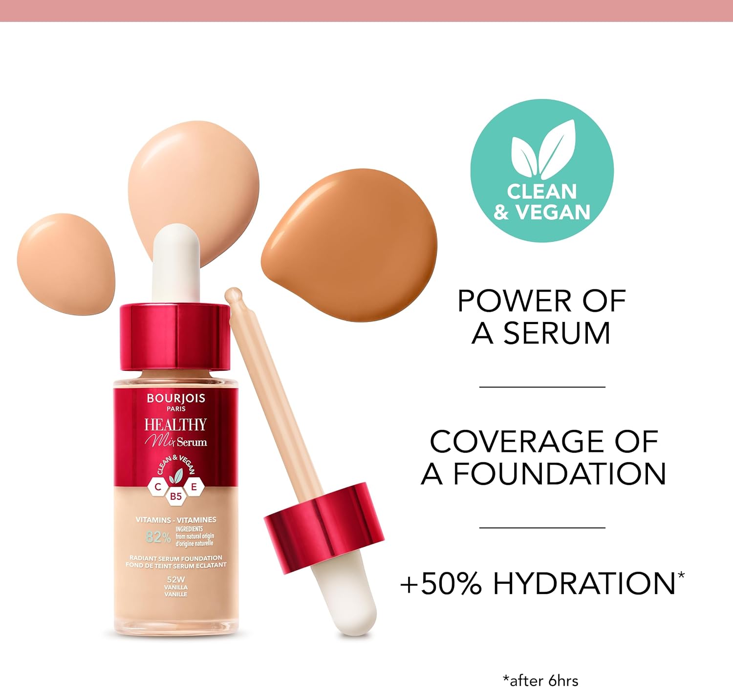 Detalle de Bourjois Sérum Healthy Mix Clean 55 N, base ligera, 30 ml 💧