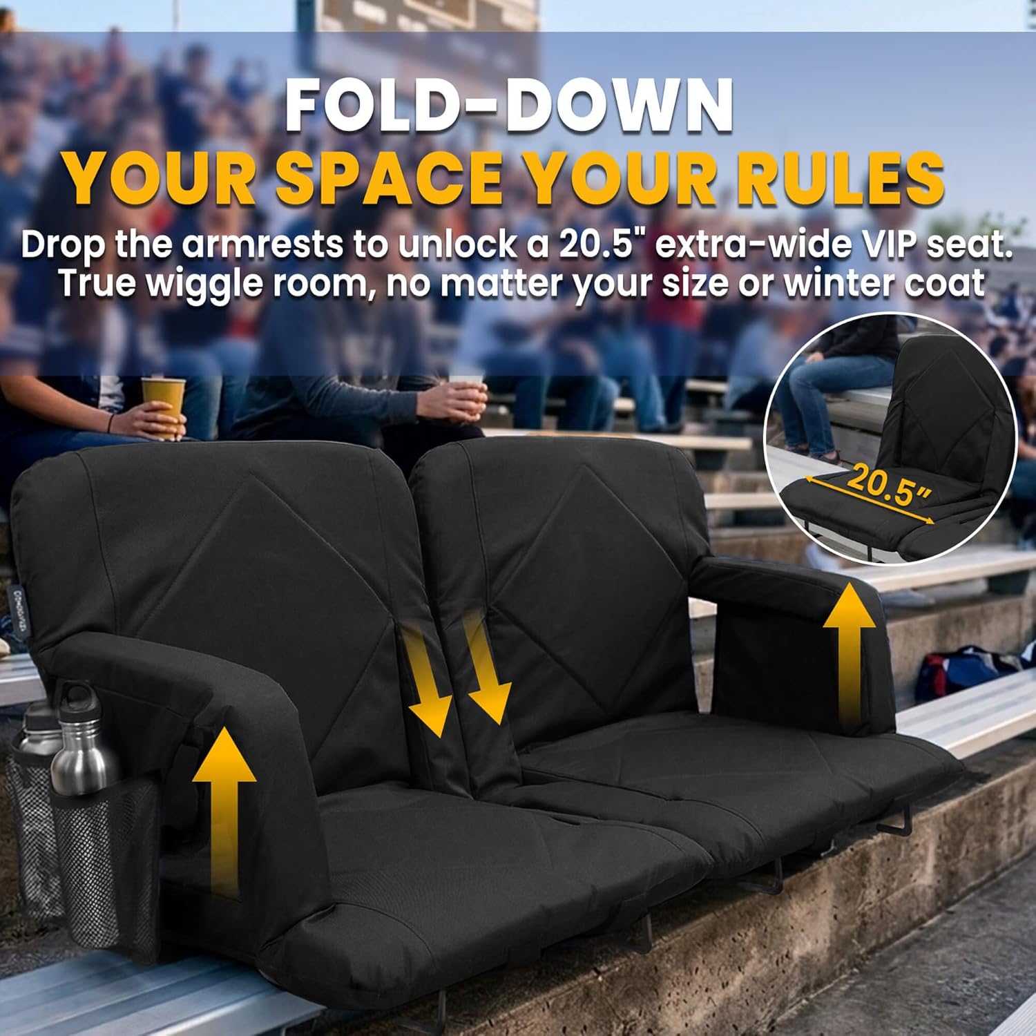 Thumbnail 6 de Sheenive Stadium Seats with Back Support (380 lbs) – 2.8'' Cushioned Bleacher Seat with 6 Adjustable Angles, Armrests & Cup Holders