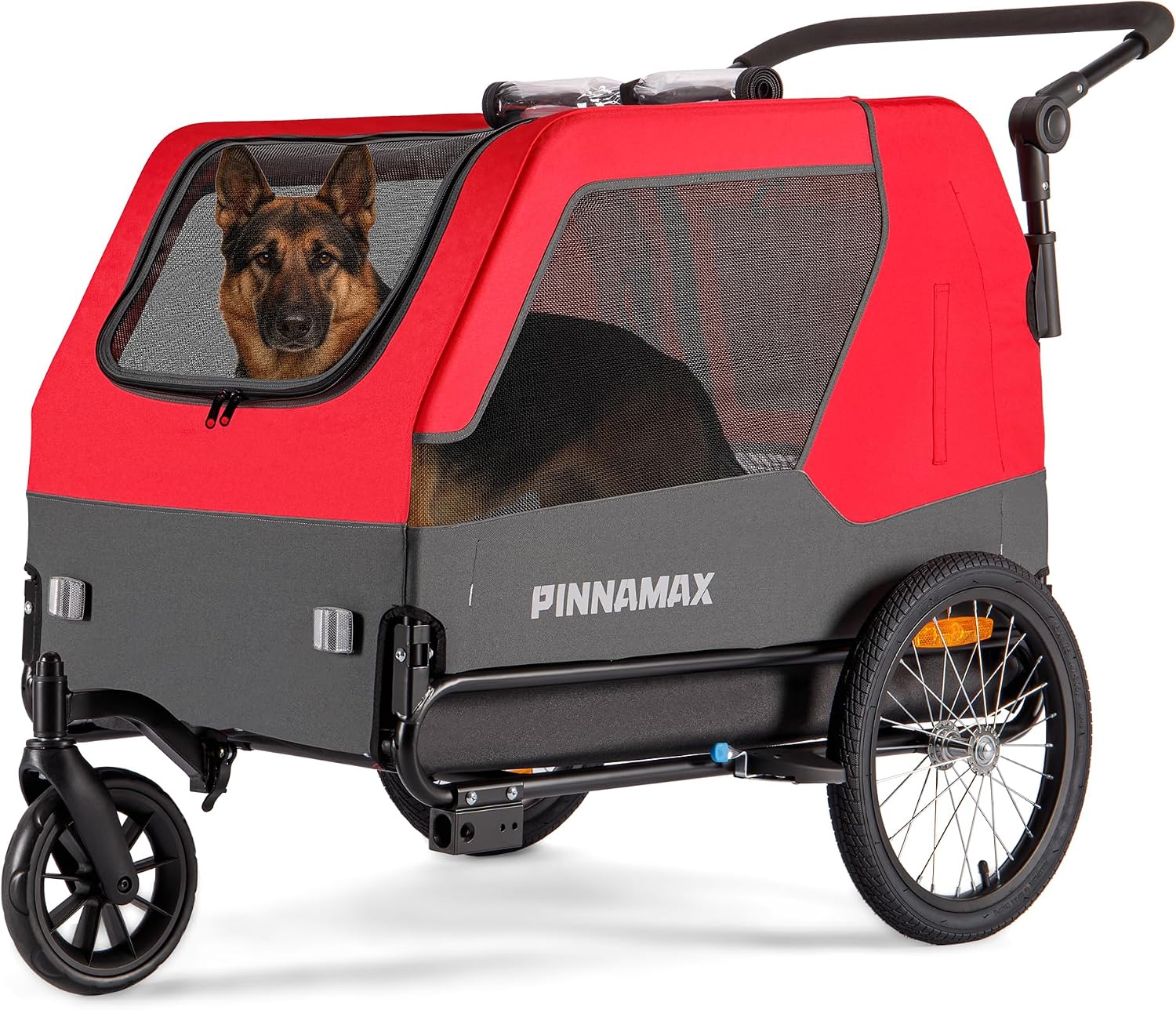 PINNAMAX Hundeanhänger für Fahrräder – 2-in-1 Haustierbuggy & Fahrradanhänger, belastbar bis 45 kg