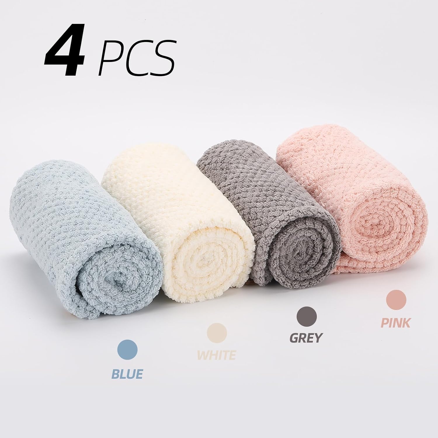 Thumbnail 6 de Microfibre Hair Towel Wraps, 4-Pack