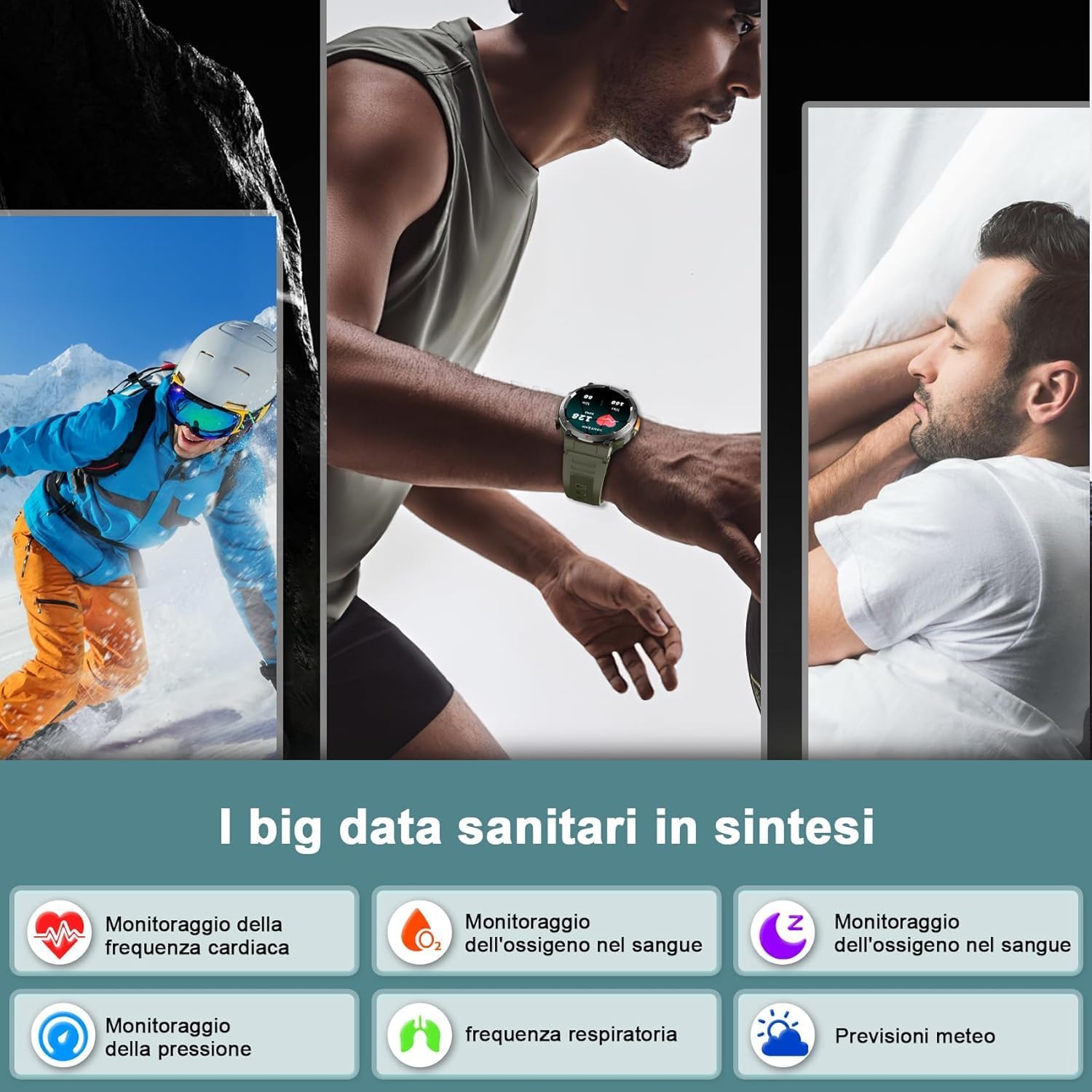 Thumbnail 5 de IOWODO Smartwatch Militare uomo GPS IP68 1.45