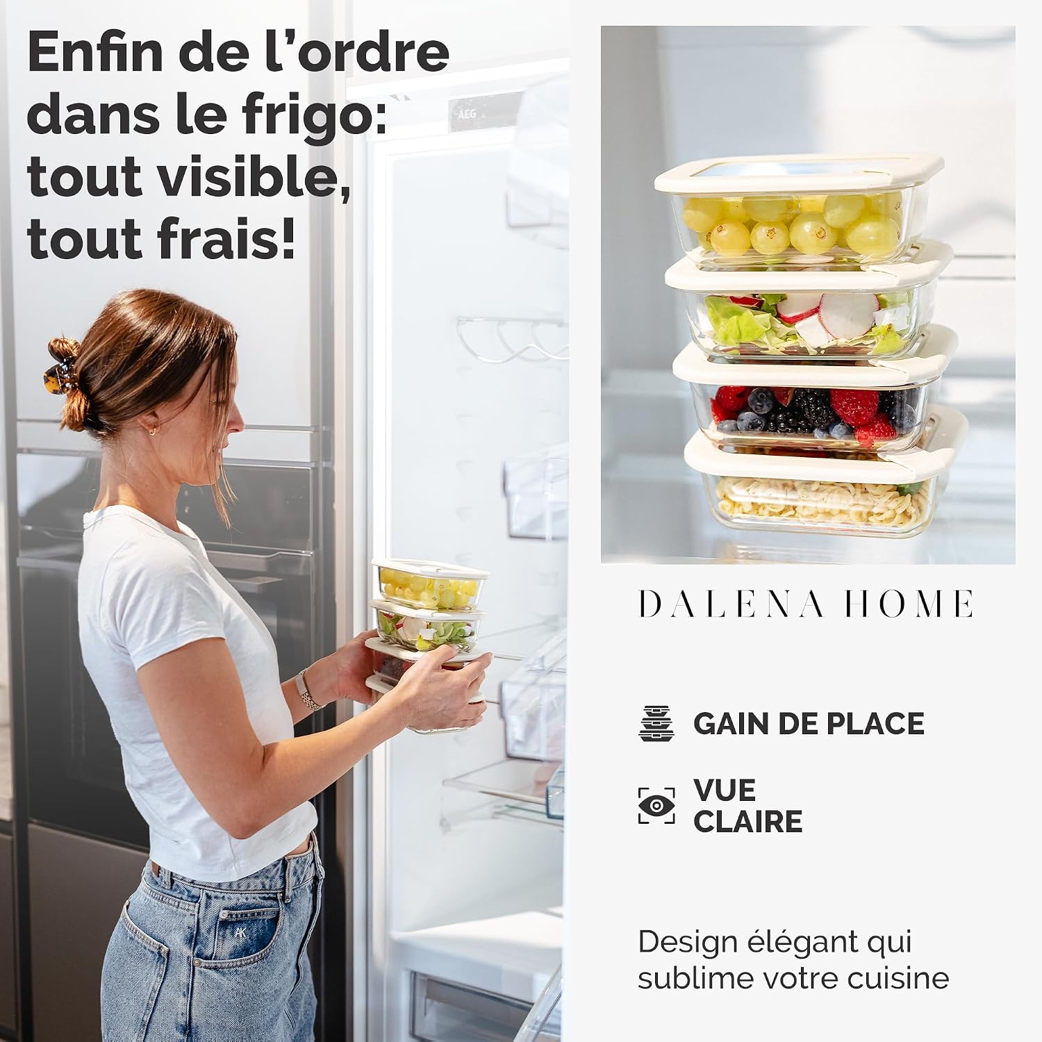 Detalle 2 de Dalena Home Cabanyal voorraadpotten 4 x 370 ml in borosilicaatglas