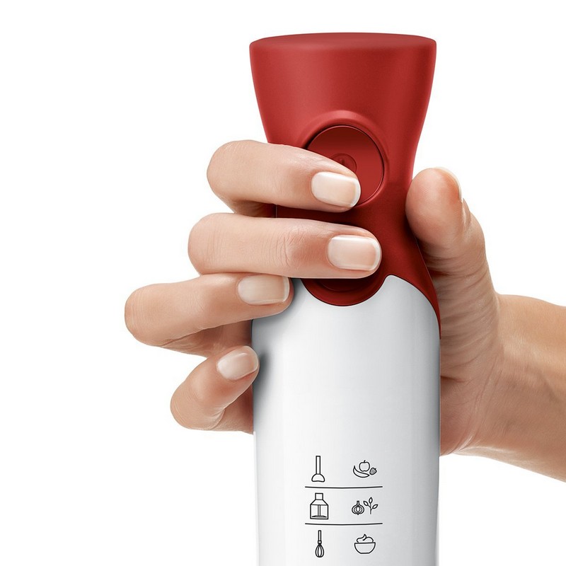 Detalle de Bosch ErgoMixx MSM64010 Batidora de Inmersión 450 W Rojo + Vaso