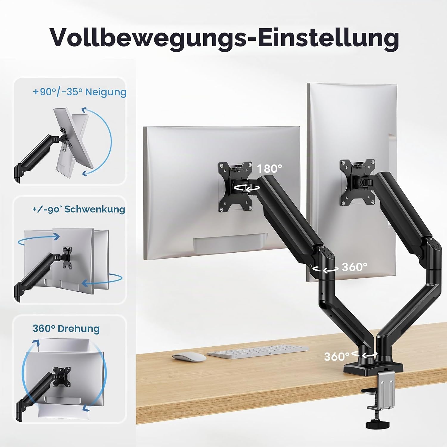 Thumbnail 2 de HUANUO Dual Monitorhalterung für 2 Monitore