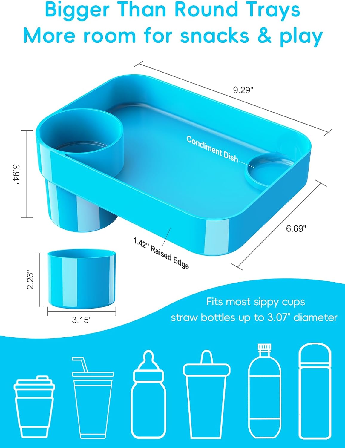 Detalle 2 de BBSDA car seat snack tray, 9.06 x 6.5 inches