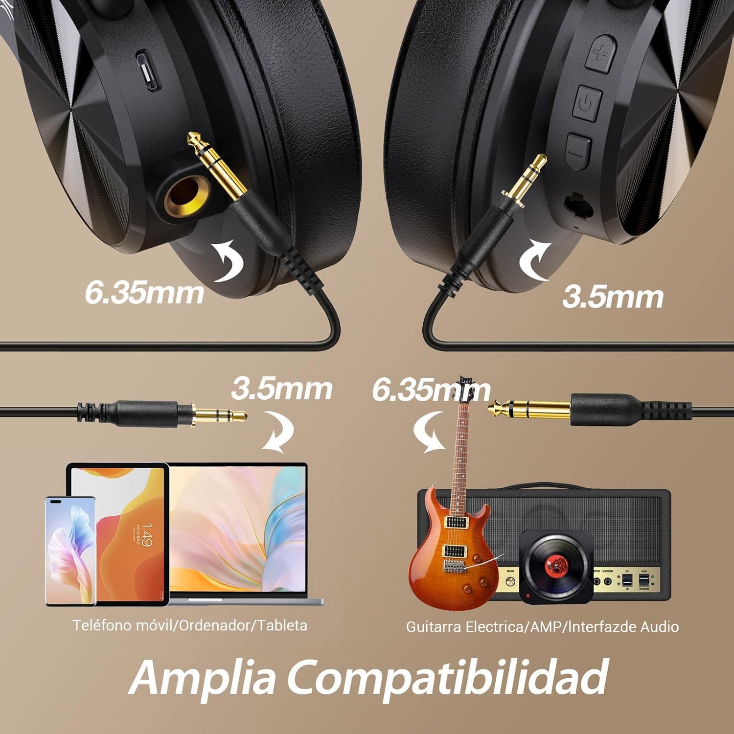 Thumbnail 3 de OneOdio A70 Auriculares Bluetooth compartidos conは 72H