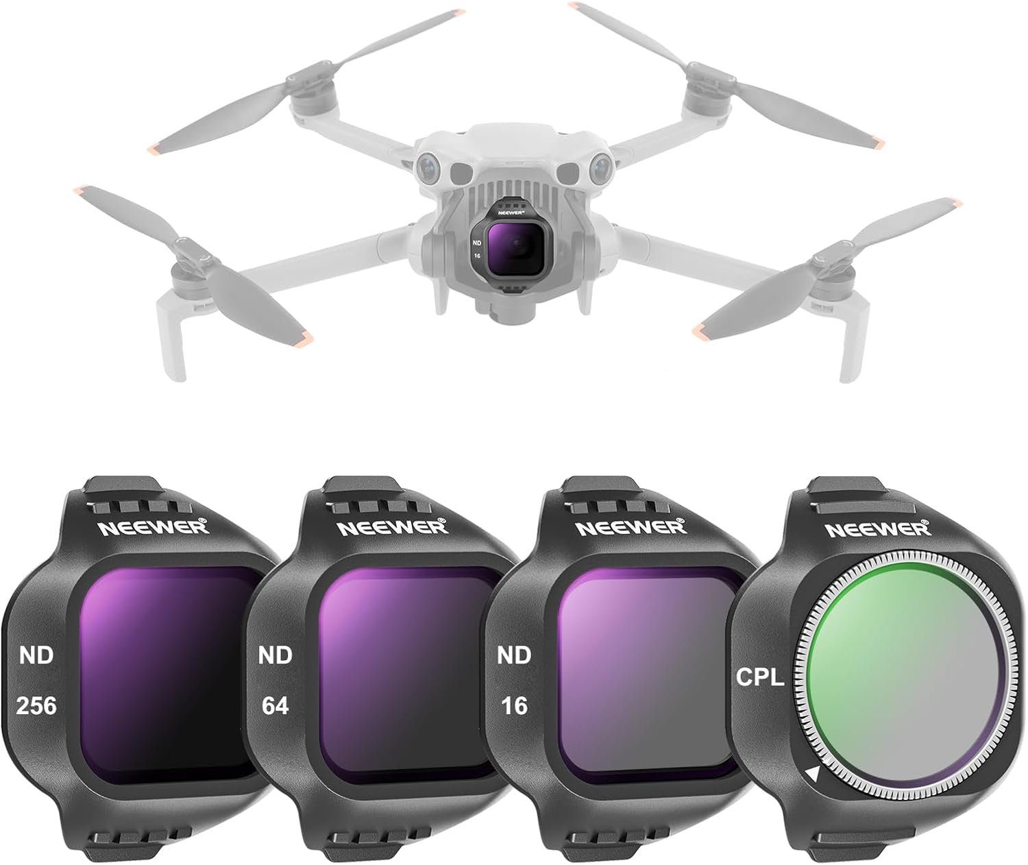 Detalle de Set filtri NEEWER ND + CPL per DJI Mini 5 Pro (ND16/ND64/ND256 e CPL) da 4 pezzi