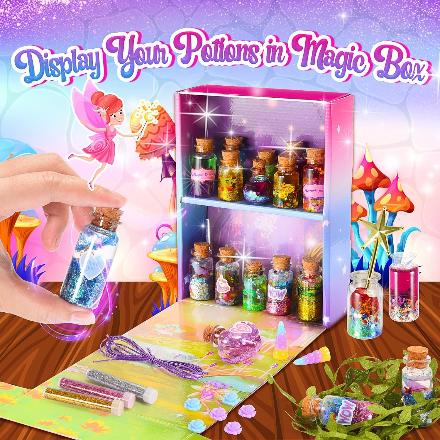 Thumbnail 2 de Veopoko Potion Making Craft Kit for Kids (Age 6–12) with 20 Formulas, Fairy Wand & Potion Bottles