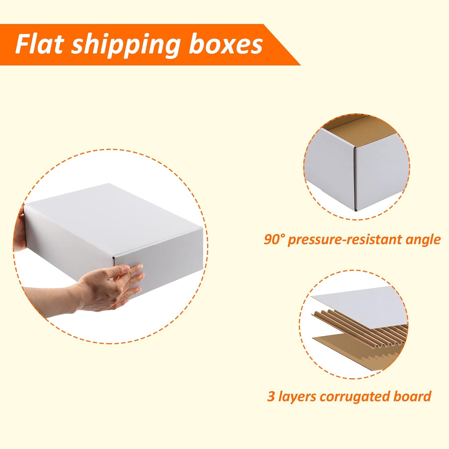 Thumbnail 3 de HORLIMER 20 Pack 12x9x4 inch White Corrugated Shipping Boxes
