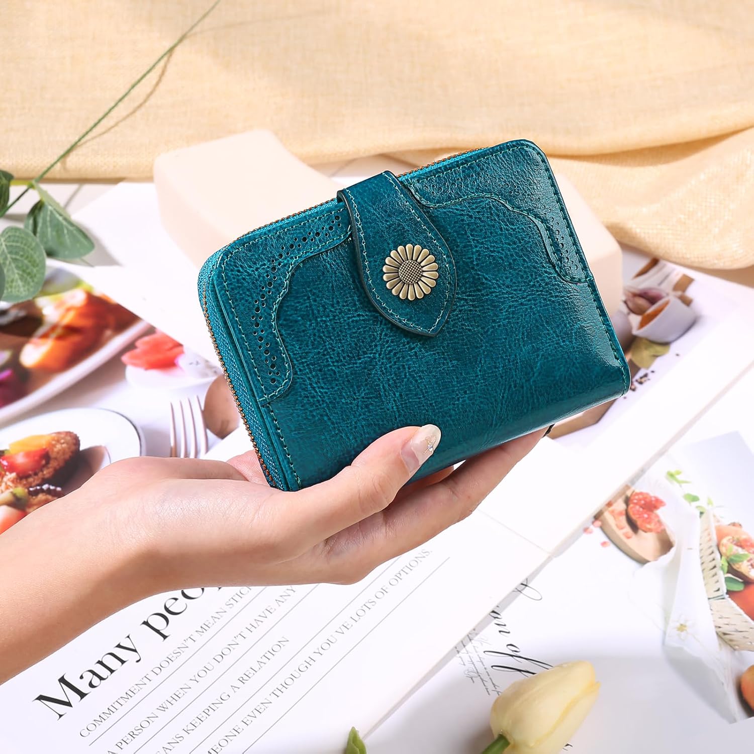 Thumbnail 4 de SENDEFN Leather Small RFID Wallet for Women