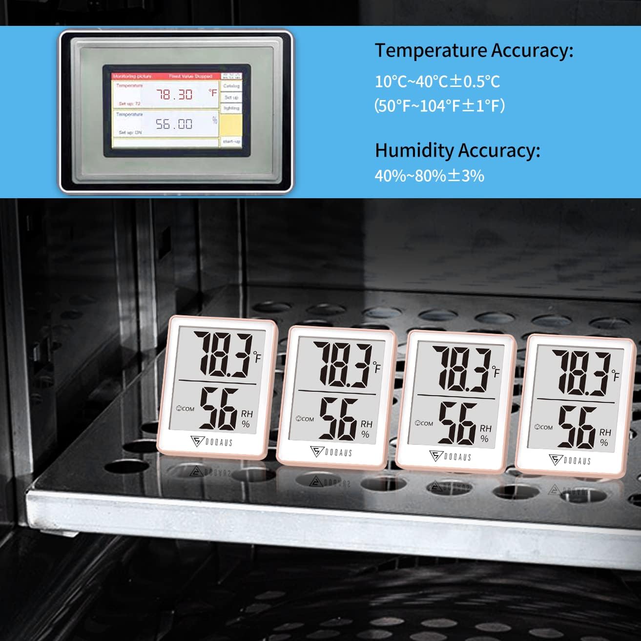 Thumbnail 6 de DOQAUS US-HM1-P Pink Indoor Thermometer and Hygrometer with LCD Display
