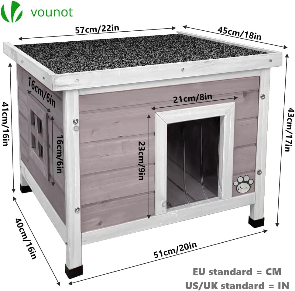 Thumbnail 4 de VOUNOT Casetta per Gatti in Legno con Finestra in Plexiglas – Cuccia da Esterno 57x45x43 cm