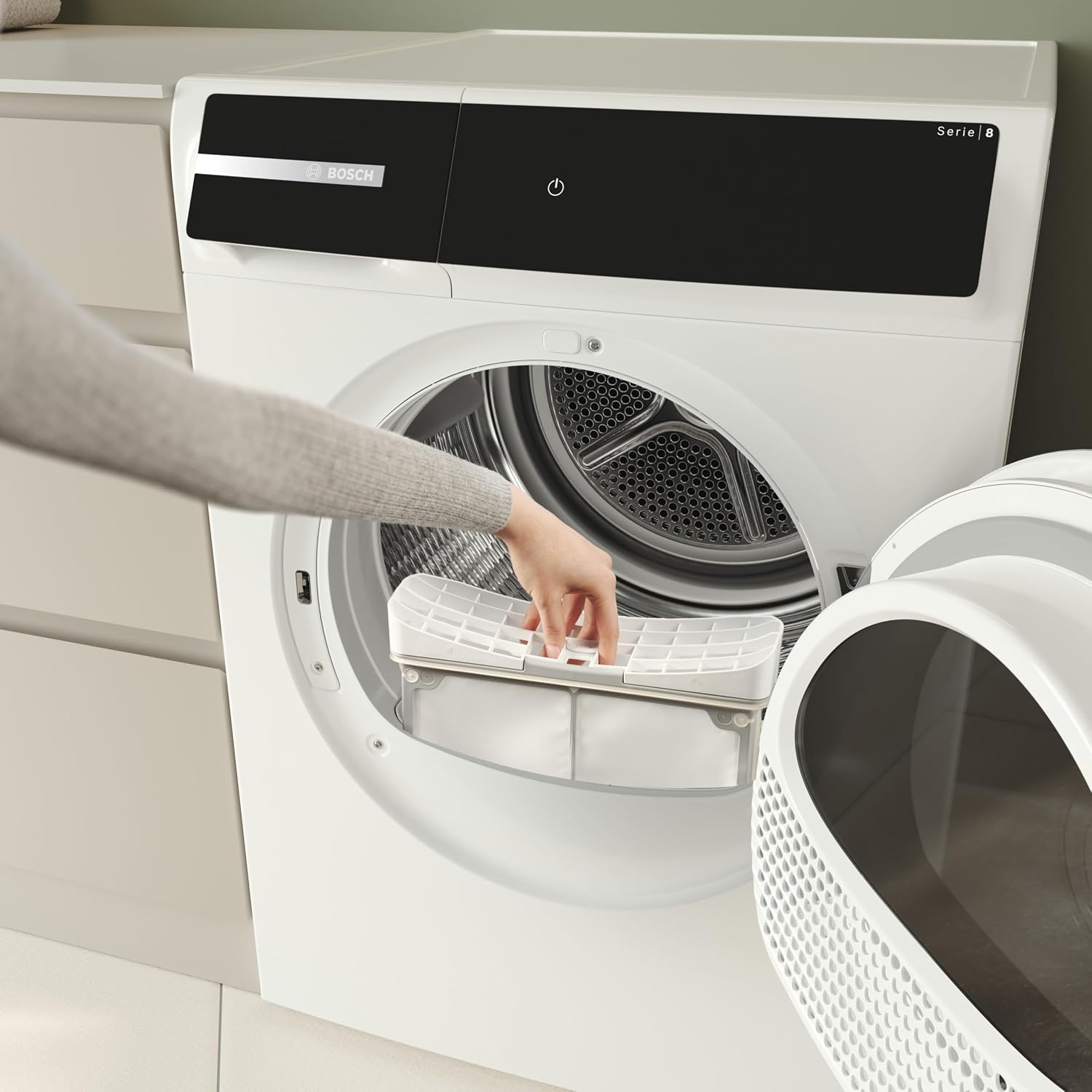 Detalle 2 de Bosch WRB247C0IT: Asciugatrice a pompa di calore 9 kg, Serie 8, Bianco