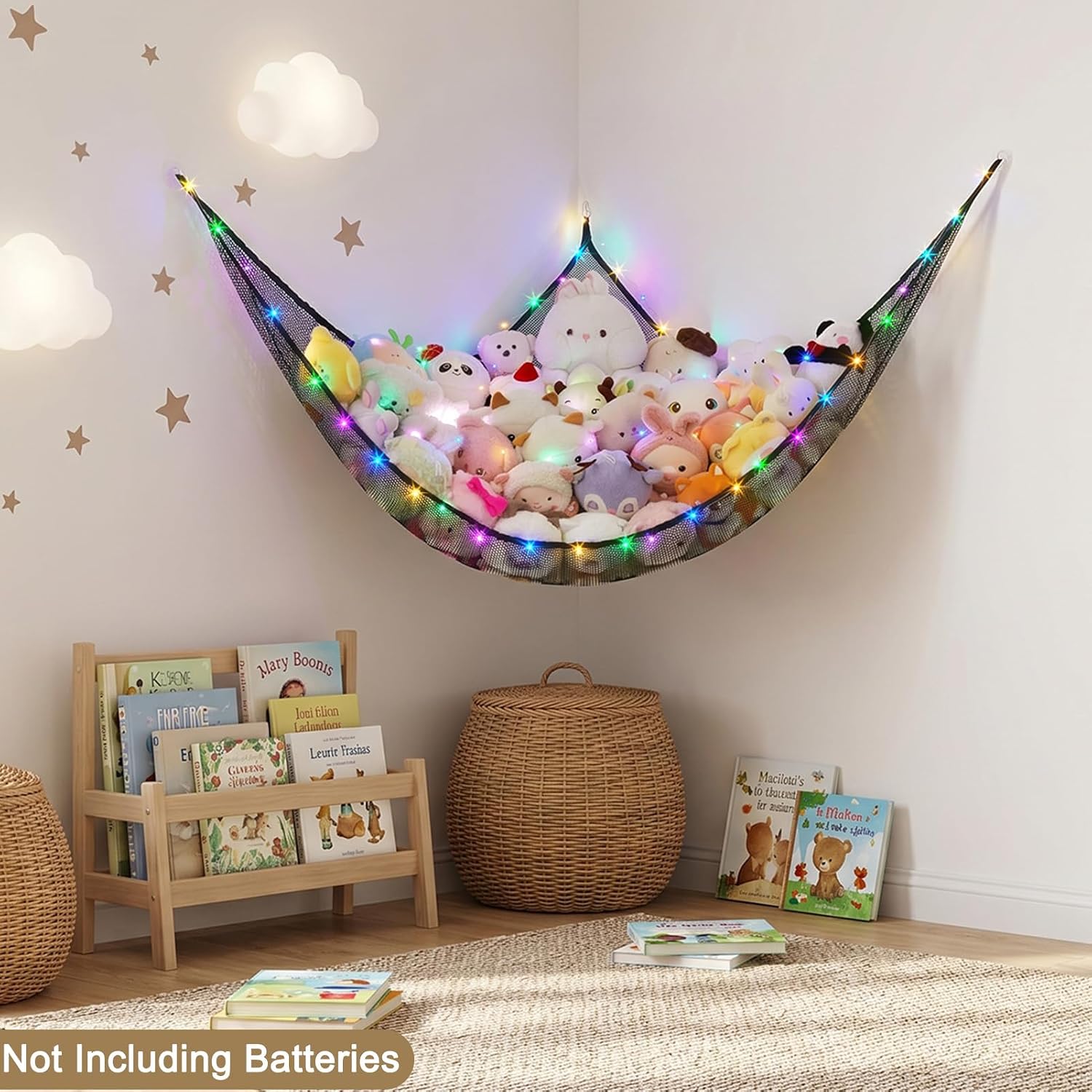 Detalle de Unicorn Castle XLarge Stuffed Animal Hammock with LED Lights, Corner Toy Storage