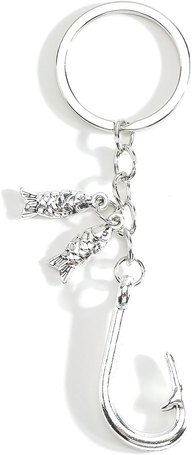 Detalle de Tranbath Fishing Keychain with Fish and Hook Charm