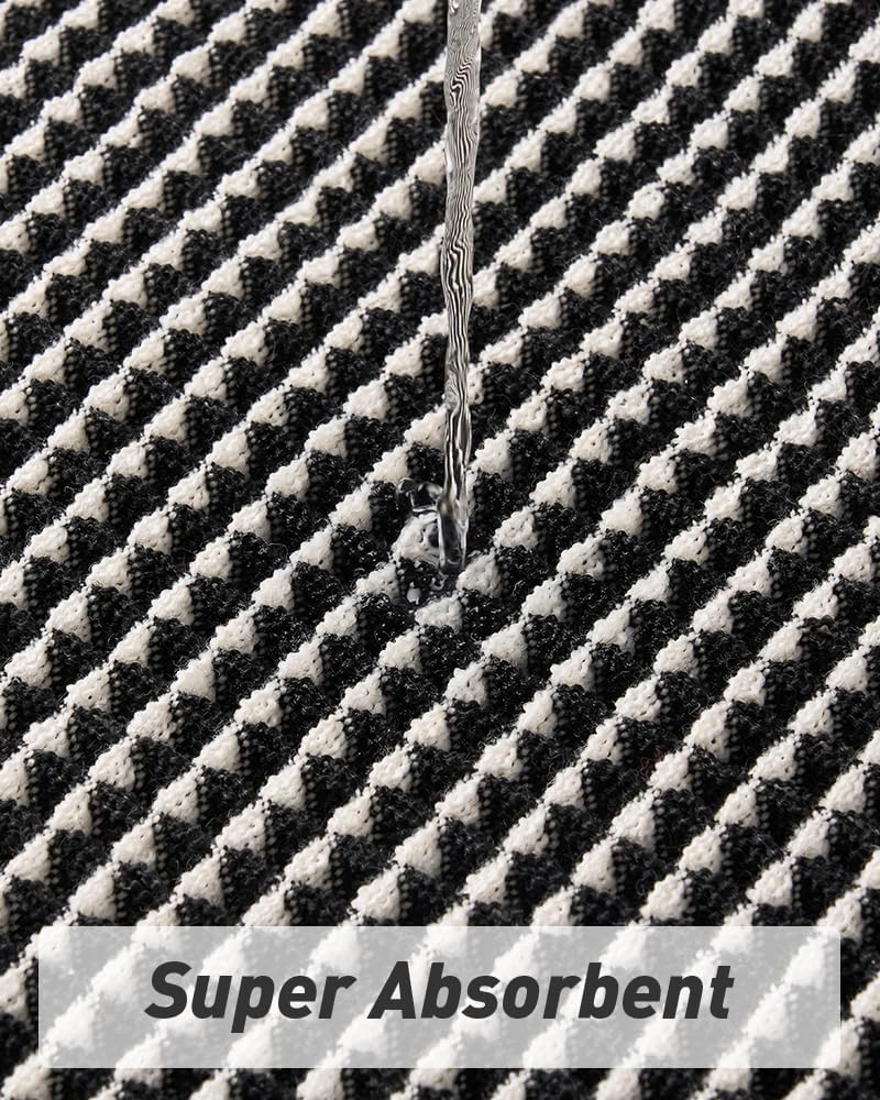 Thumbnail 1 de AMOAMI Upgraded Waffle Runner Rug: Ultra-Absorbent, Non-Slip Bath Mat (2' x 4', Black & Cream)