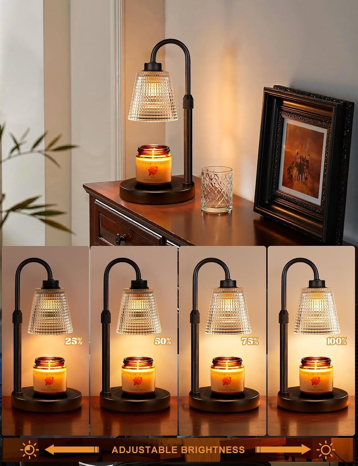 Detalle de Innqoo Candle Warmer Lamp with Timer — Flame-Free, Dimable, Adjustable Wax Warmer