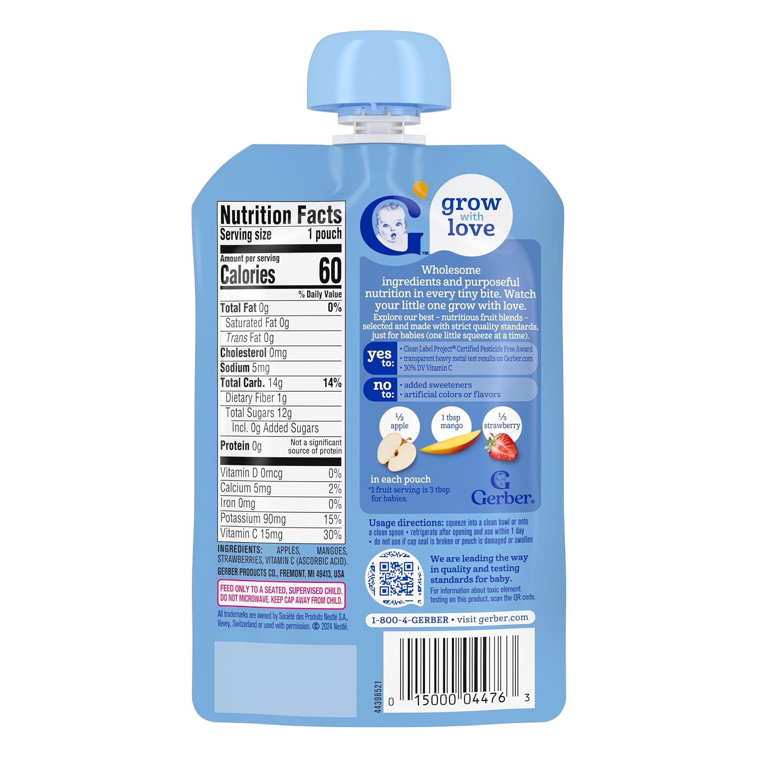 Detalle de Gerber Fruit Puree Pouches, 3.5 oz