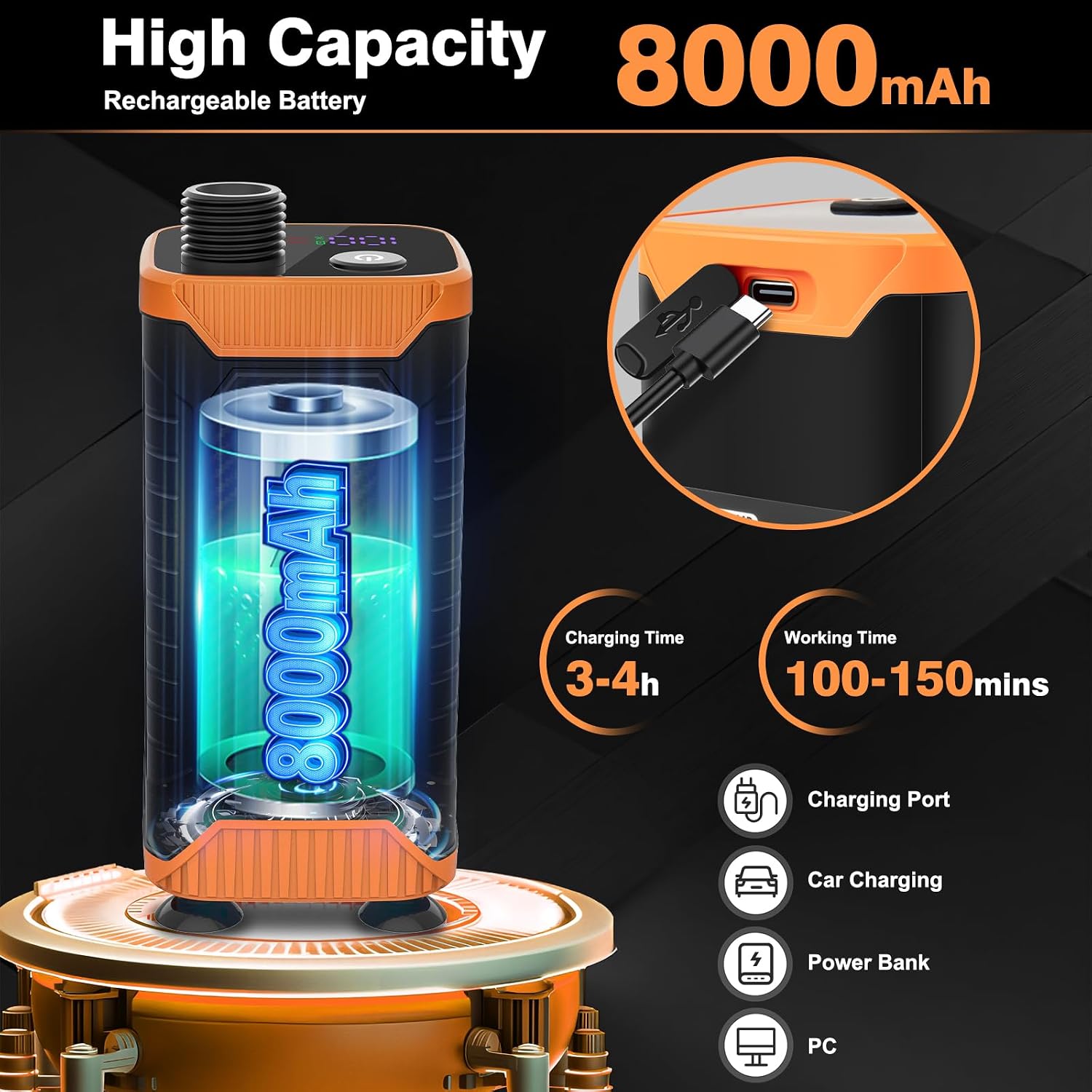 Detalle de Uplayteck Portable Camping Shower, 8000mAh