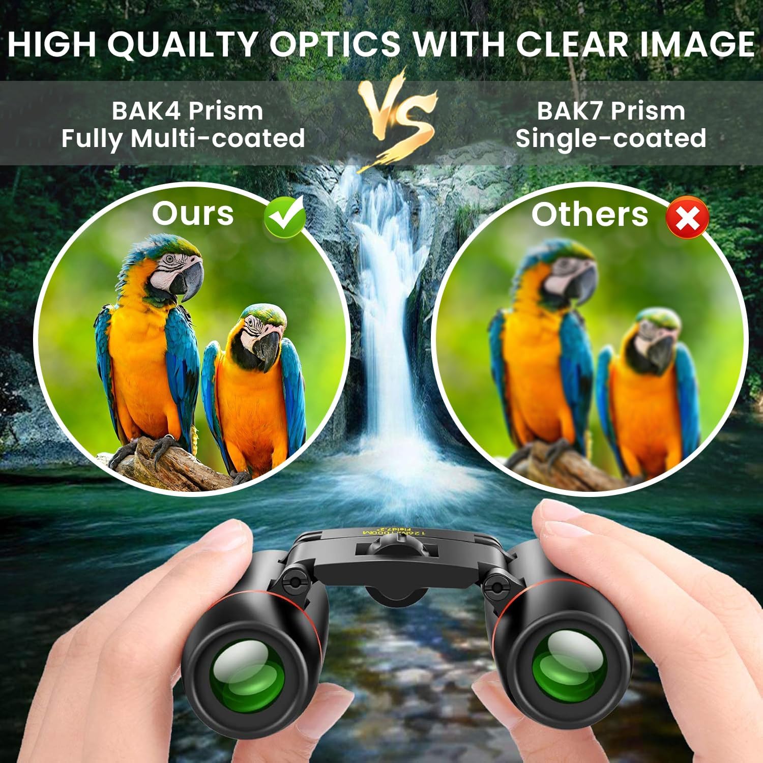 Detalle de POLDR 12x25 Small Pocket Binoculars (Compact Adults & Kids) for Bird Watching, Concerts & Theater