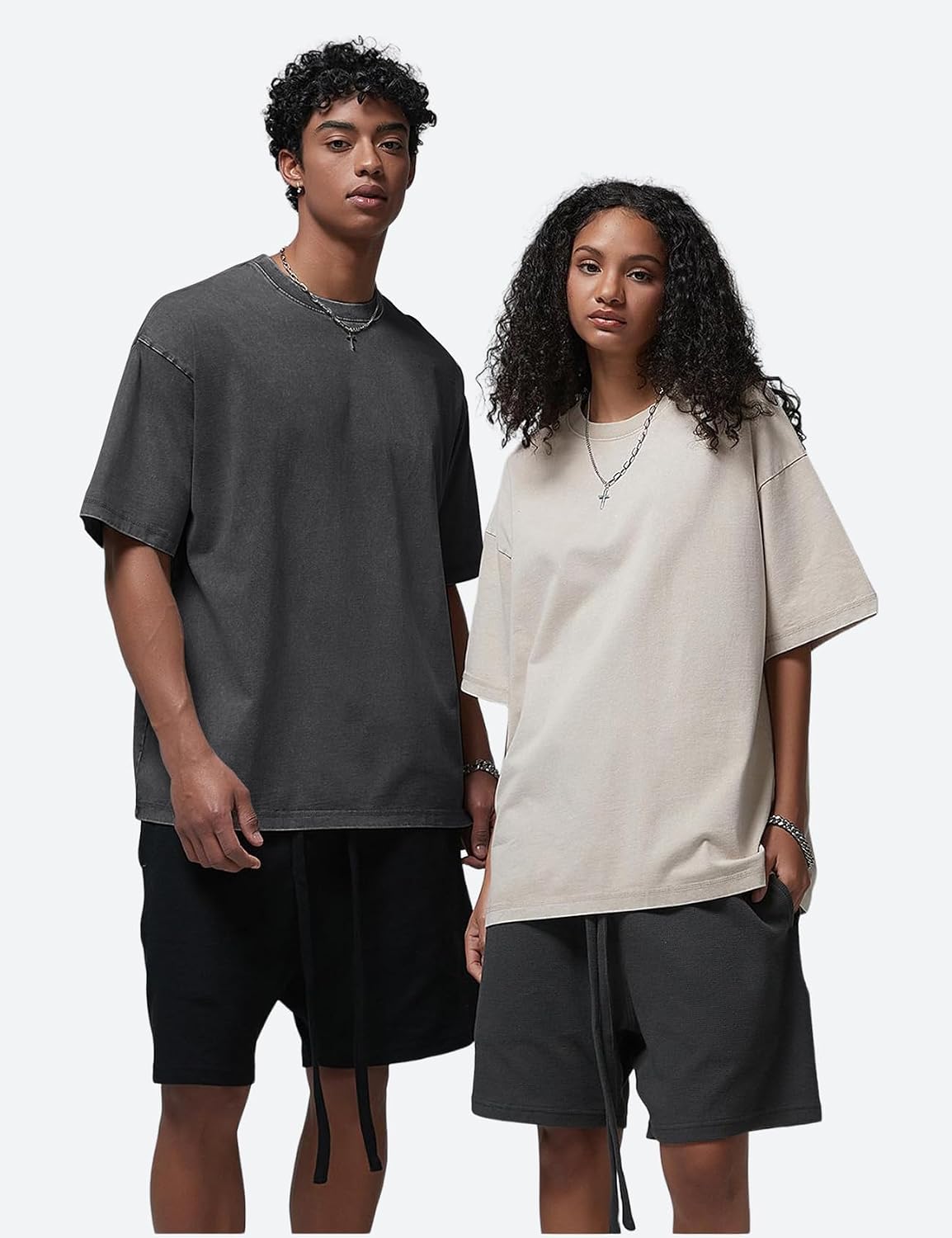 Detalle de Arssm Oversized T-Shirts for Men: Acid Wash, Vintage Cotton, Loose Fit Baggy Tees