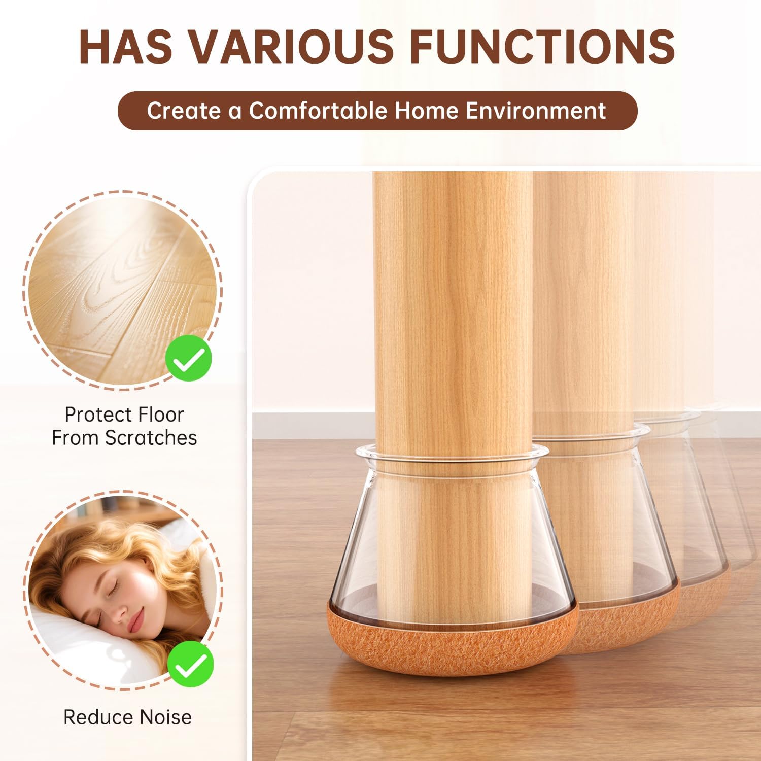 Detalle de 32 gommini/feltrini in silicone per sedie con gambe rotonde (14–20 mm)