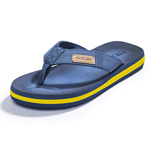 Detalle de FITORY Homme Confortable Tongs été antidérapante – Bleu/Jaune, 43 EU