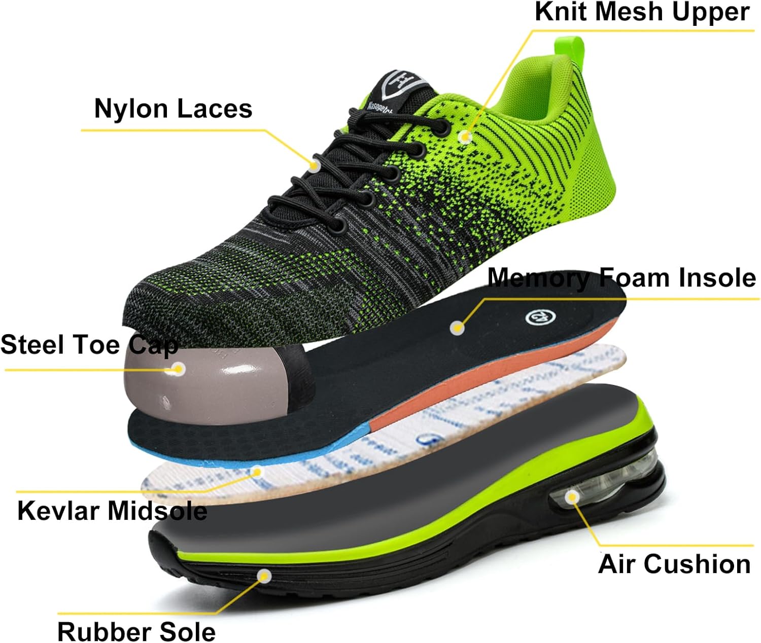 Thumbnail 6 de Baofular Arbeitsschuhe: Leichte Sicherheitsschuhe mit Stahlkappe, rutschfest und atmungsaktiv