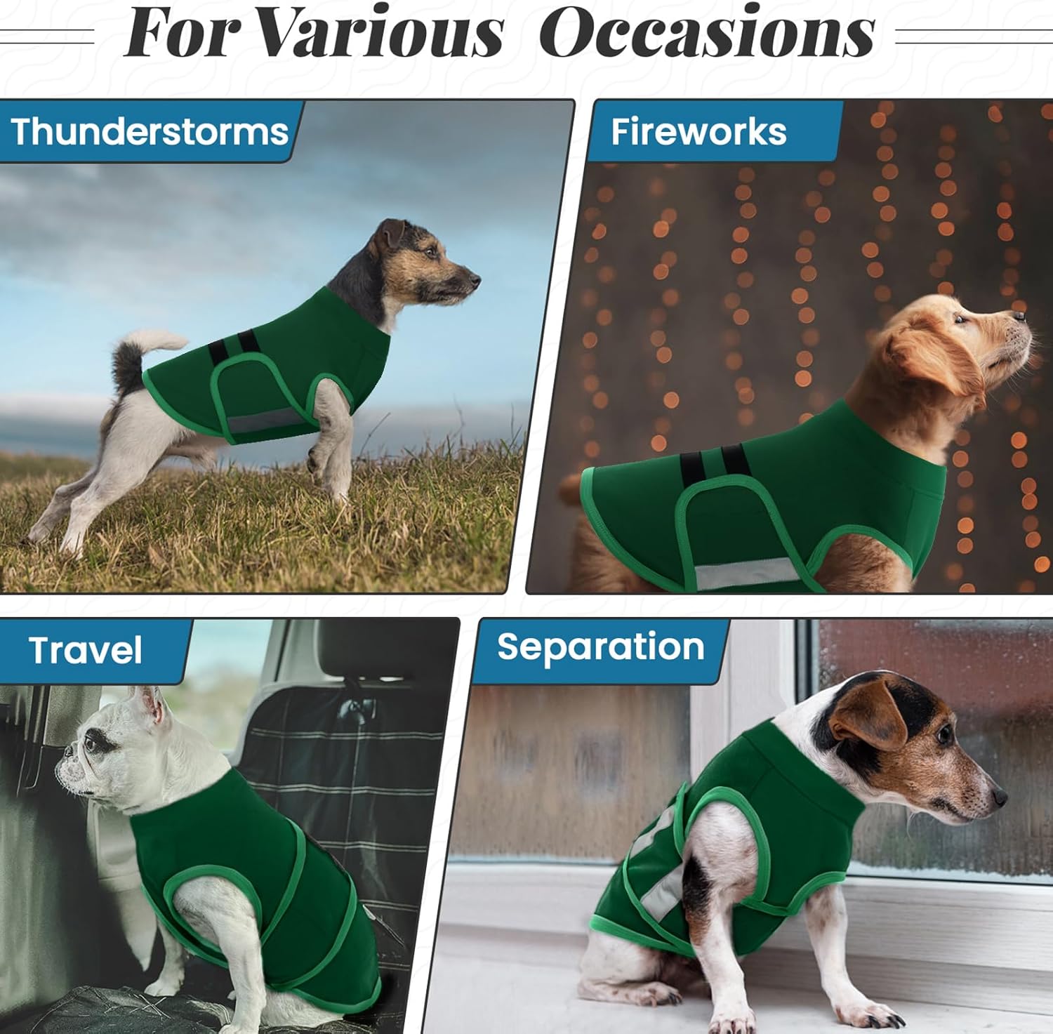 Detalle de Katzinst Dog Anxiety Vest: Lightweight Calming Coat for Small to Medium Dogs (Green)