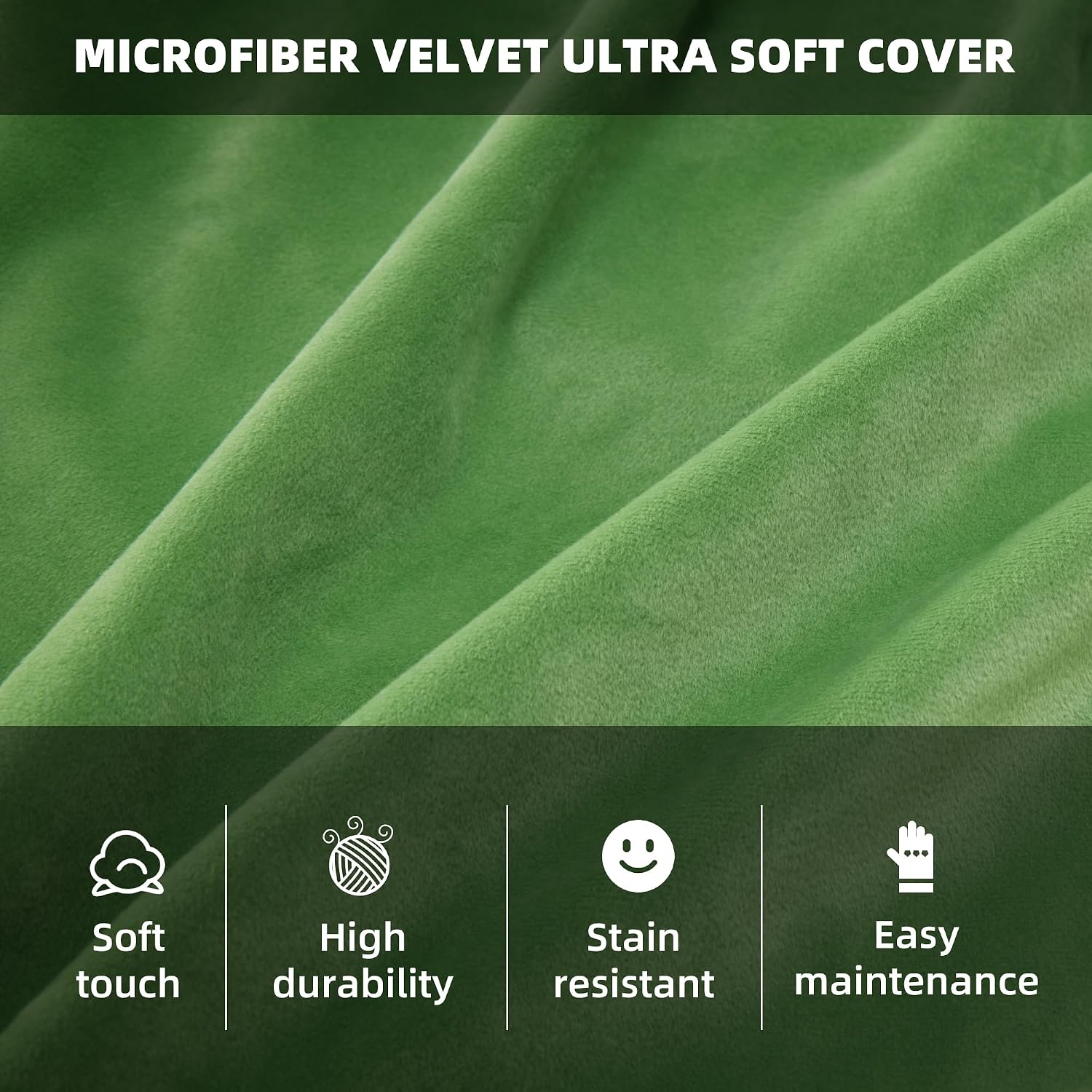 Detalle 2 de HABUTWAY 62-043-Green 3FT Bean Bag Chair, Velvet Cover, Foam-Filled