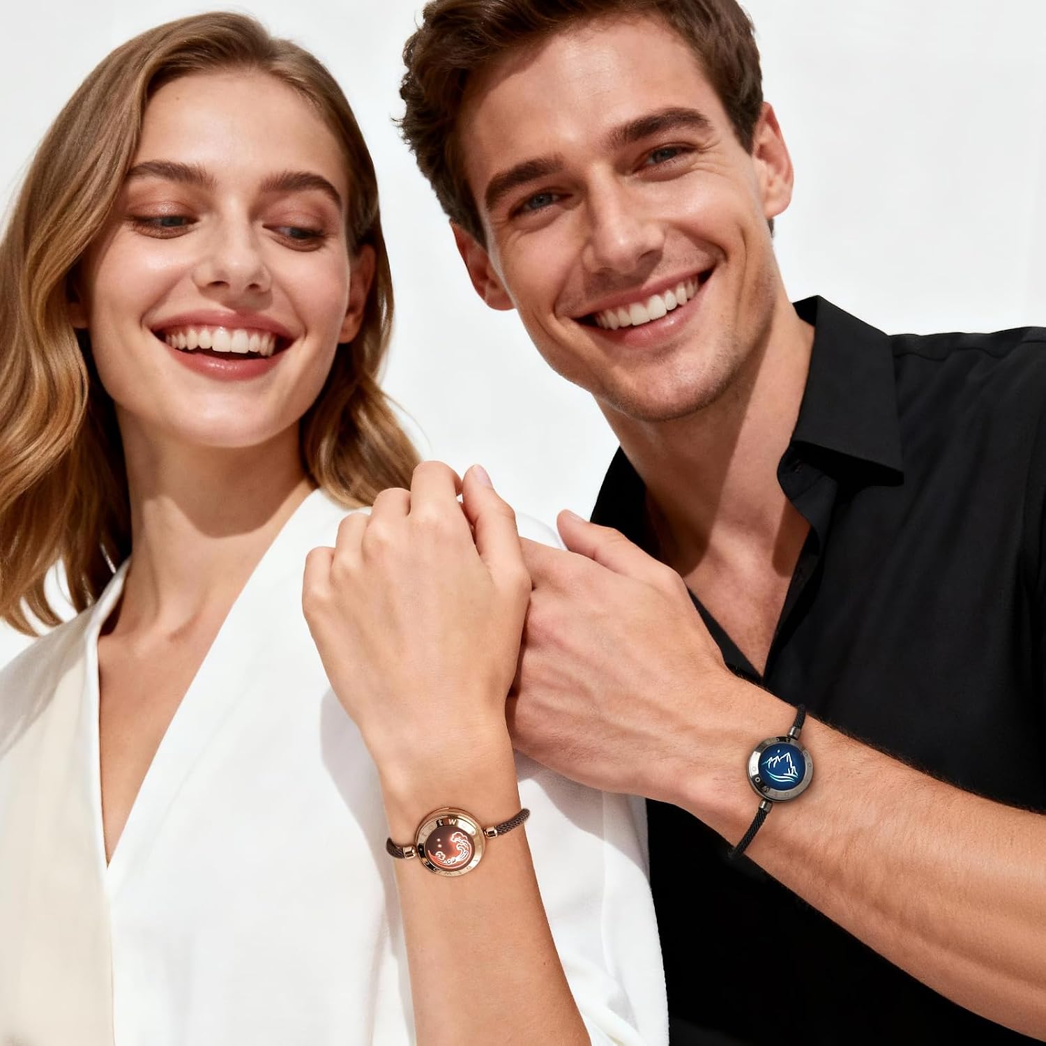 Thumbnail 4 de Bracelet connecté TOTWOO pour couples à distance (vibration, lumières, nœud tressé ajustable, acier inox)