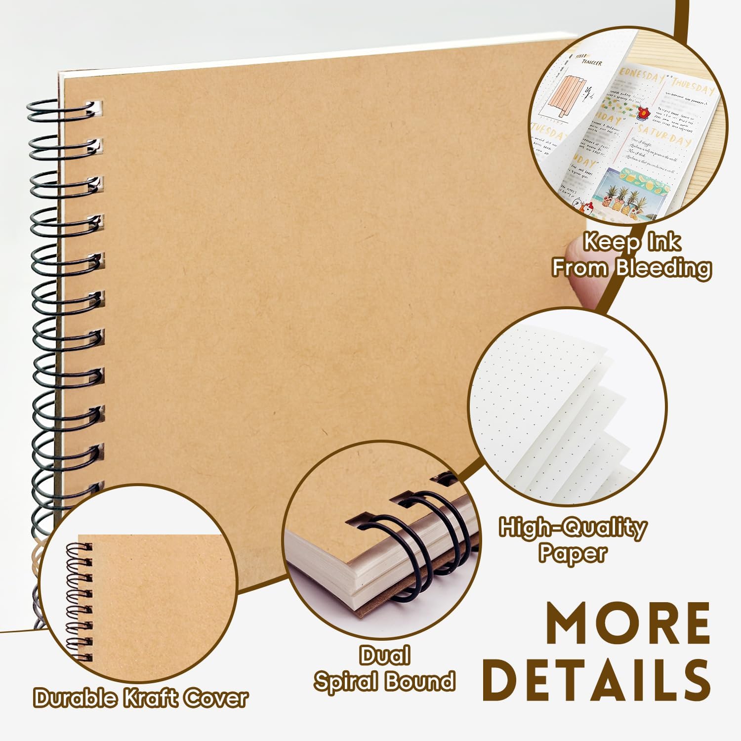 Detalle de ReePlan 12 Pack A5 Spiral Notebook with 120 Dotted Pages (21x14.5cm)