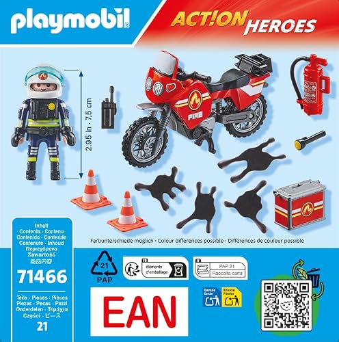 Thumbnail 7 de Playmobil 71466 Pompier et Moto - Action Hereos