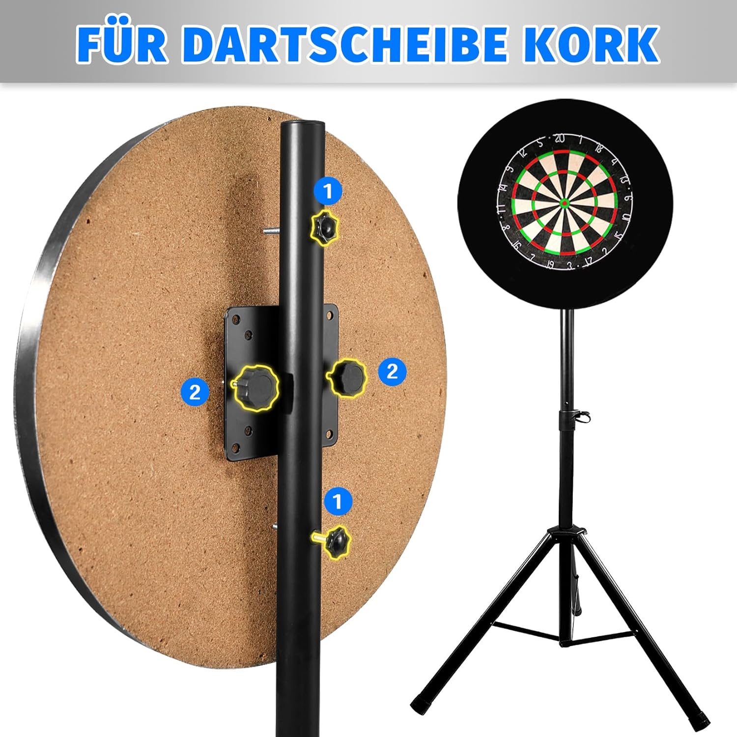 Thumbnail 1 de Turnart Dartständer für Dartscheibe – verstellbar, 106–200 cm, stabiler Metallständer mit Tragetasche