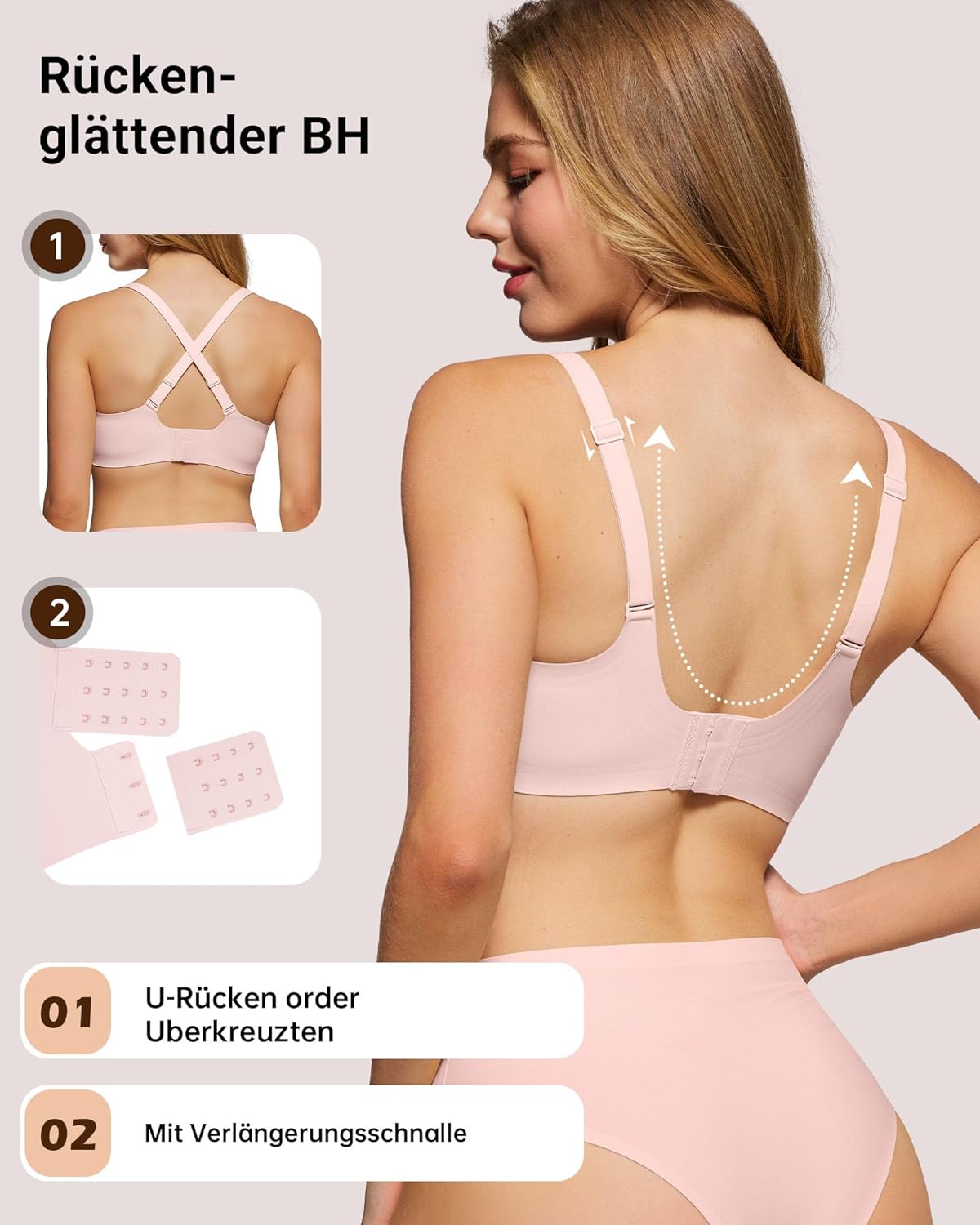 Thumbnail 2 de HORISUN BH Damen ohne Bügel mit V-Ausschnitt und Spitzenbesatz – nahtloser T-Shirt-BH mit sanftem Halt