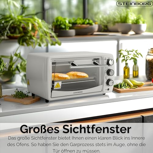 Thumbnail 2 de Steinborg Mini Backofen 13 Liter – 1200 W, Pizzaofen, 65–230 °C, Timer, Krümelblech